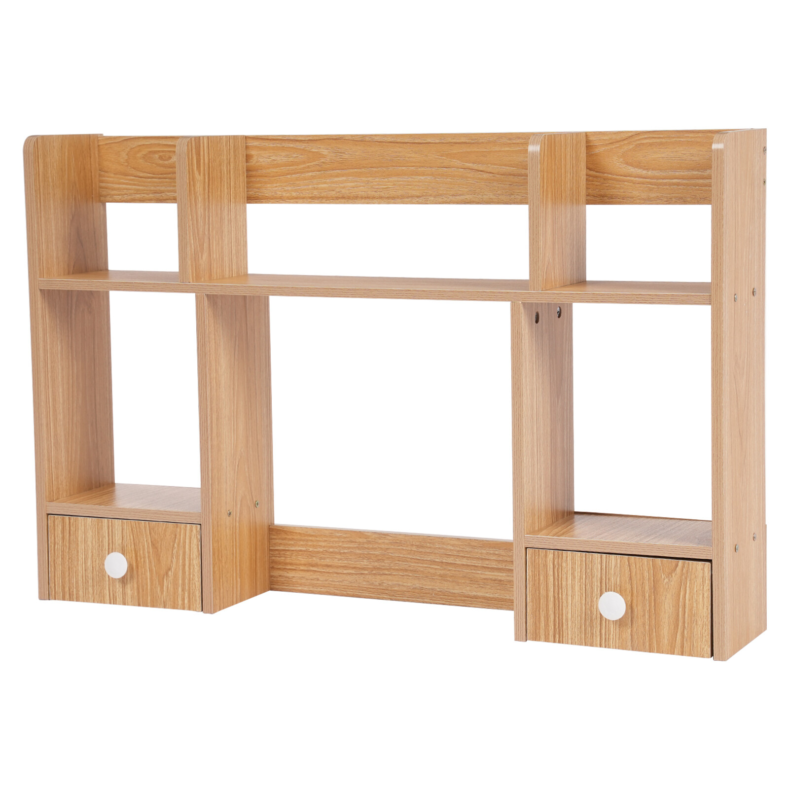 Desktop Storage Organizer Display Shelf Rack with 2 Drawers Desk Bookshelf Dorm