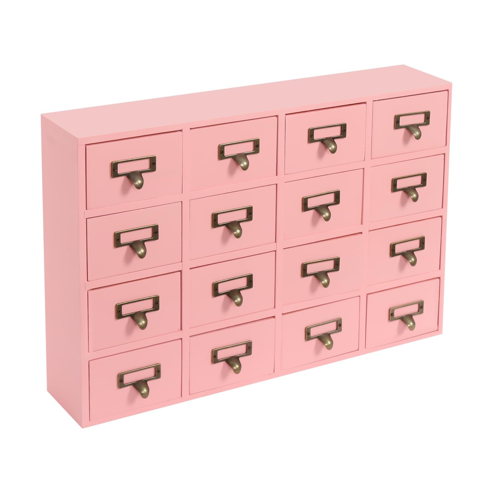 64-Drawer Wooden Storage Cabinet Vintage Tabletop Mount Desk Organizer Pink