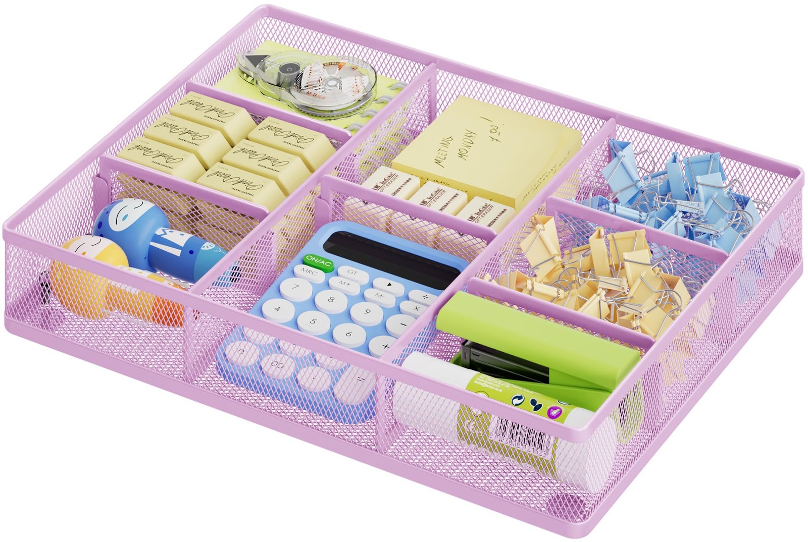 Desk Drawer Organizer, Metal Mesh Drawer Organizer Tray with 5 Adjustable Com…