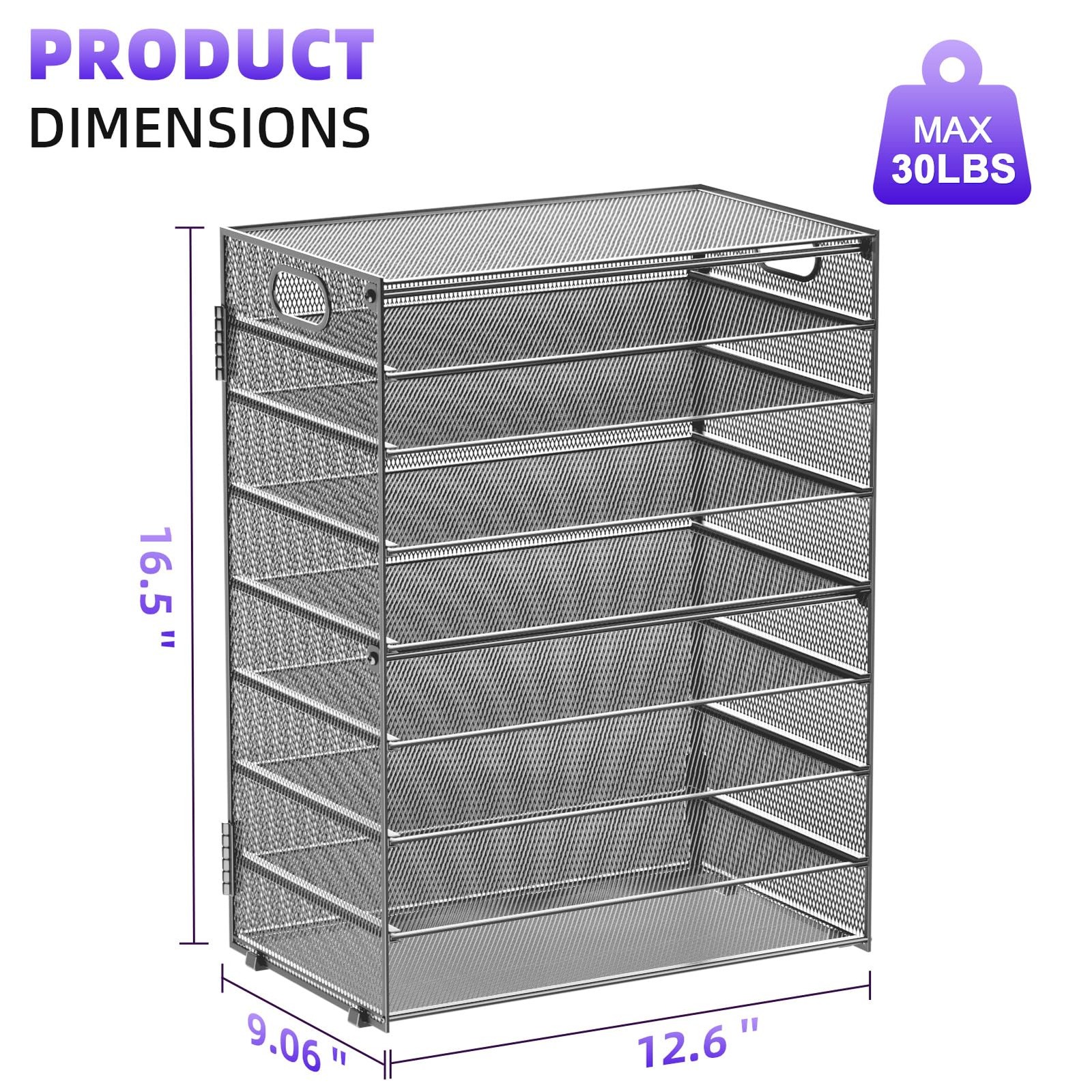 Marbrasse Paper Organizer Letter Tray, 9 Tier Mesh File Organizer with Handle…