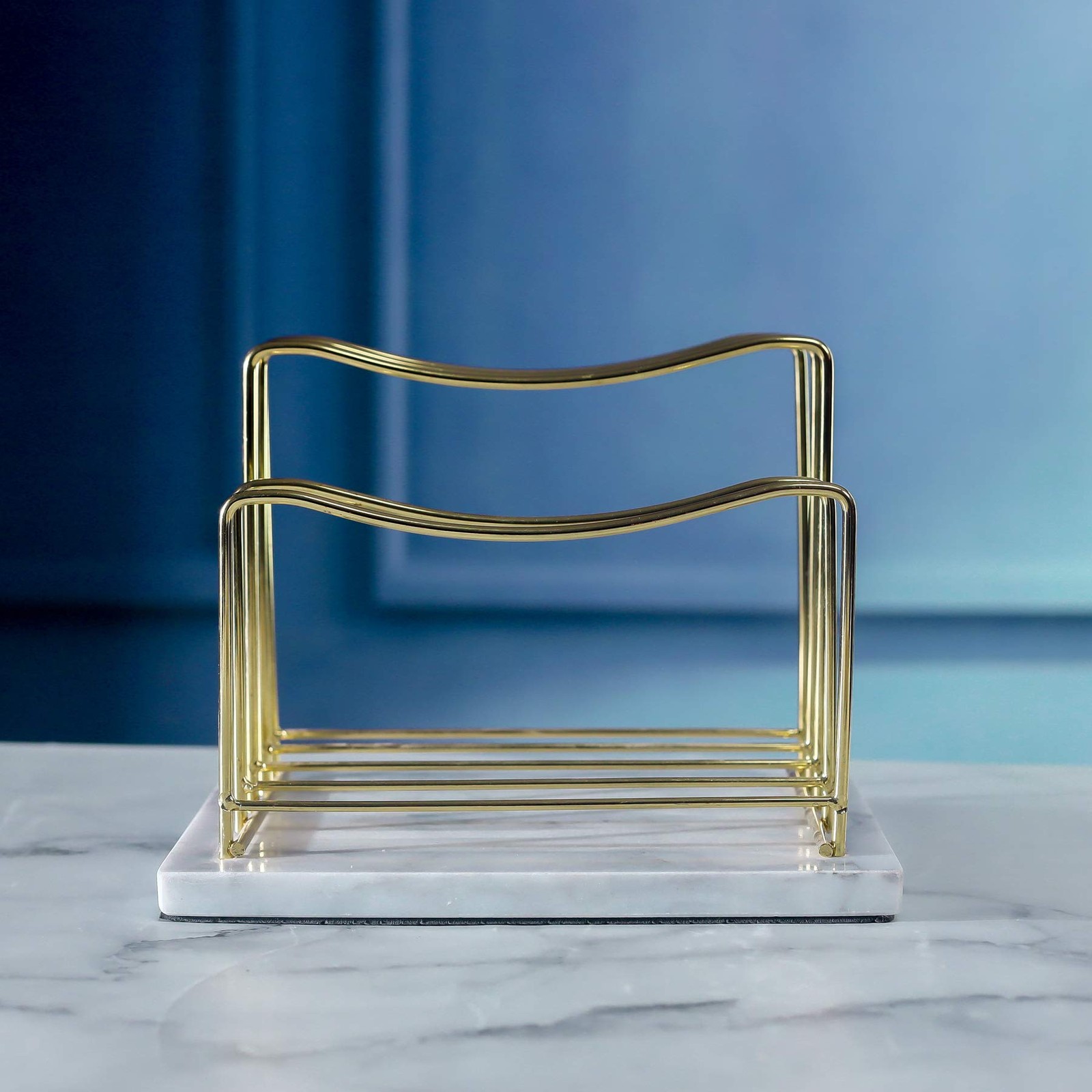 Real Marble File Holder – 7.9″ x 6.1″ x 6.3″ – Modern Mail Organizer – Elegant