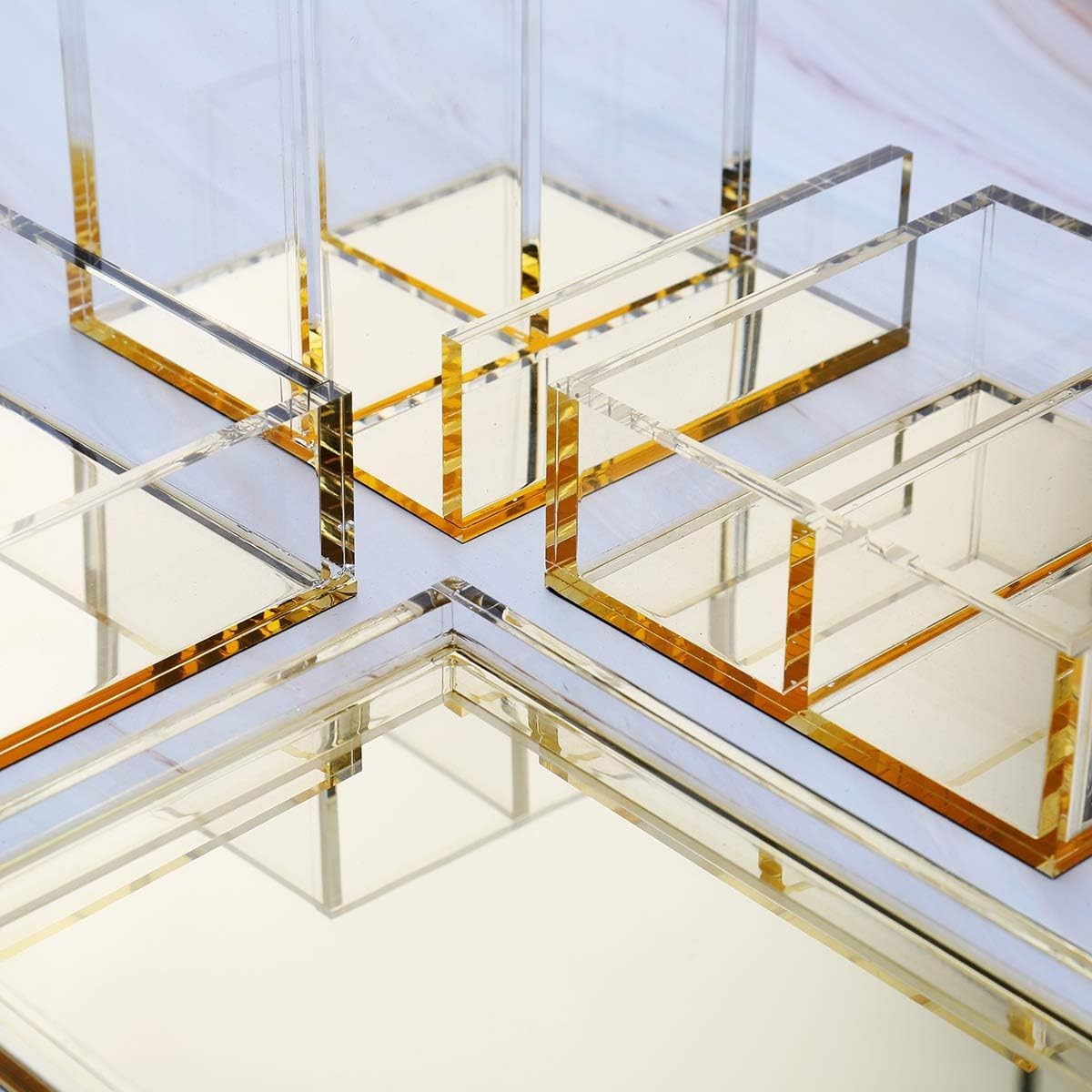 Gold Acrylic Desk Organizer Set with Free Ruler