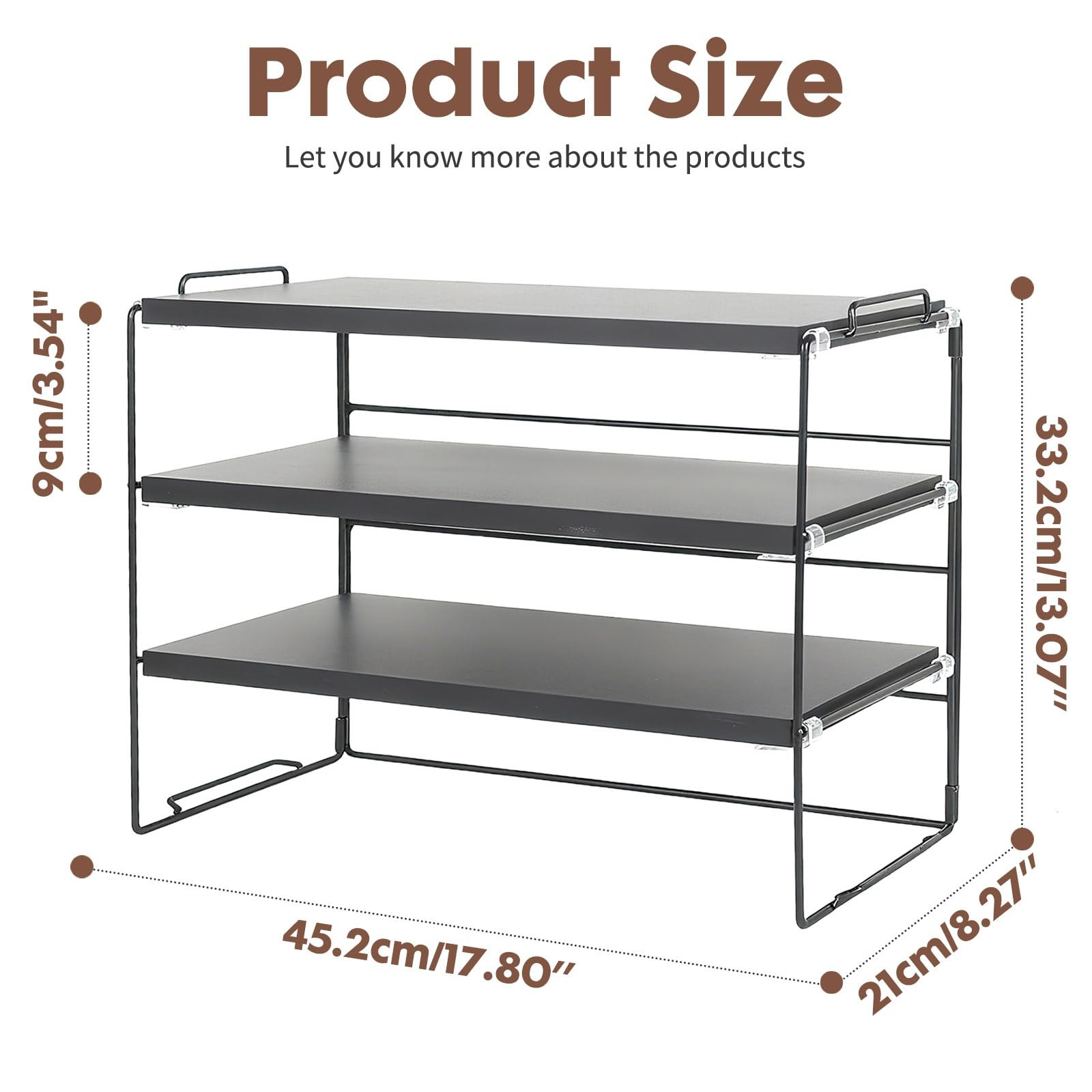 ShellKingdom Desk Shelf Organizer, 3 Tier Desktop Large 3 Tier, Black