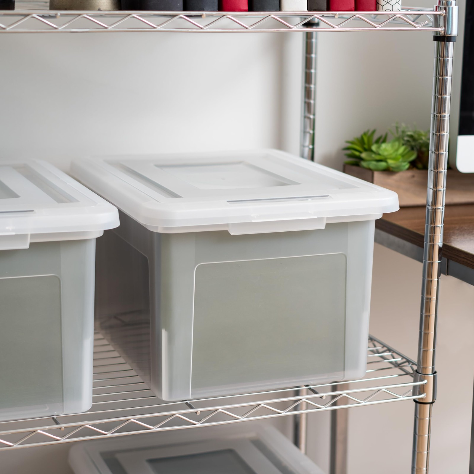 IRIS USA File Box, Plastic Boxes With Lids, Document Single, Clear