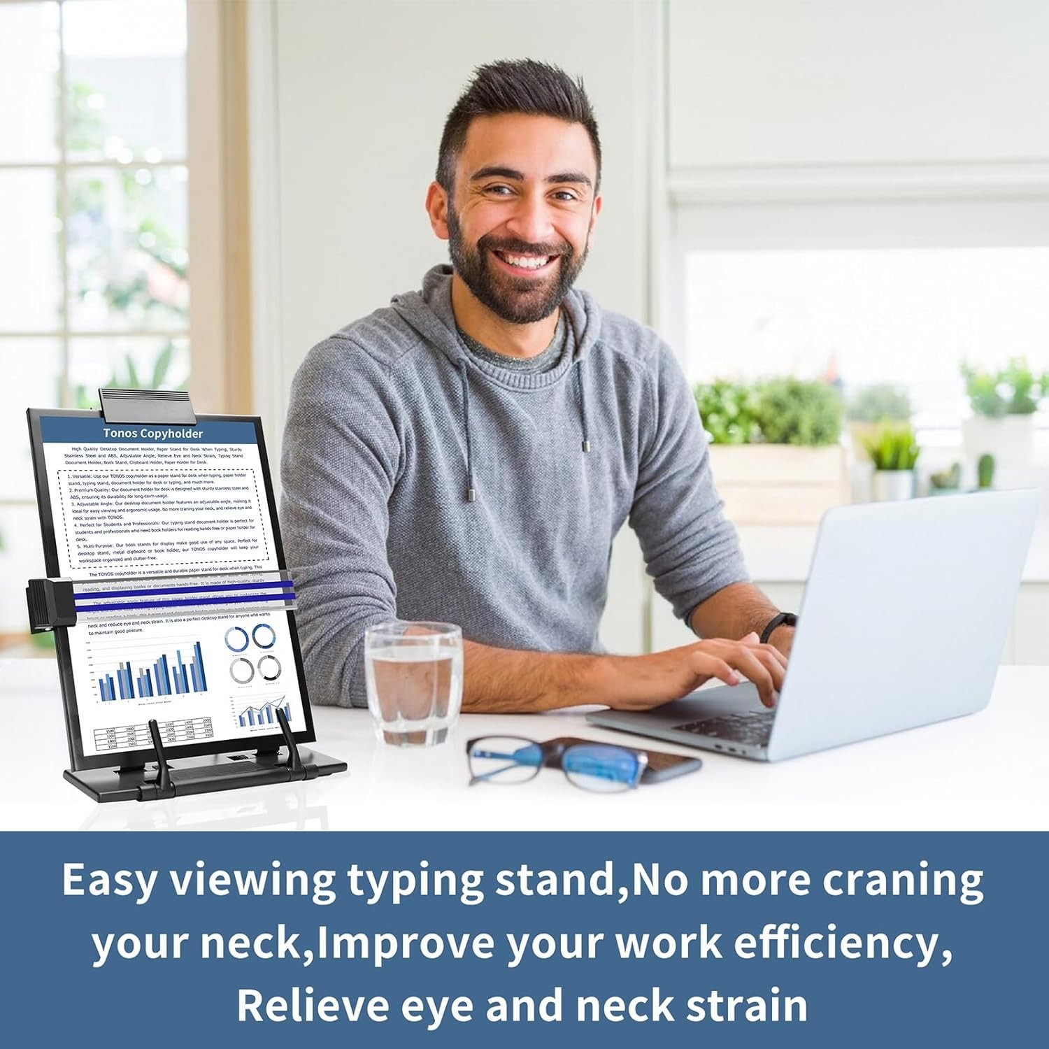 Foldable Document Holder for Desk – Multi-Use Paper Stand for Typing & Reading