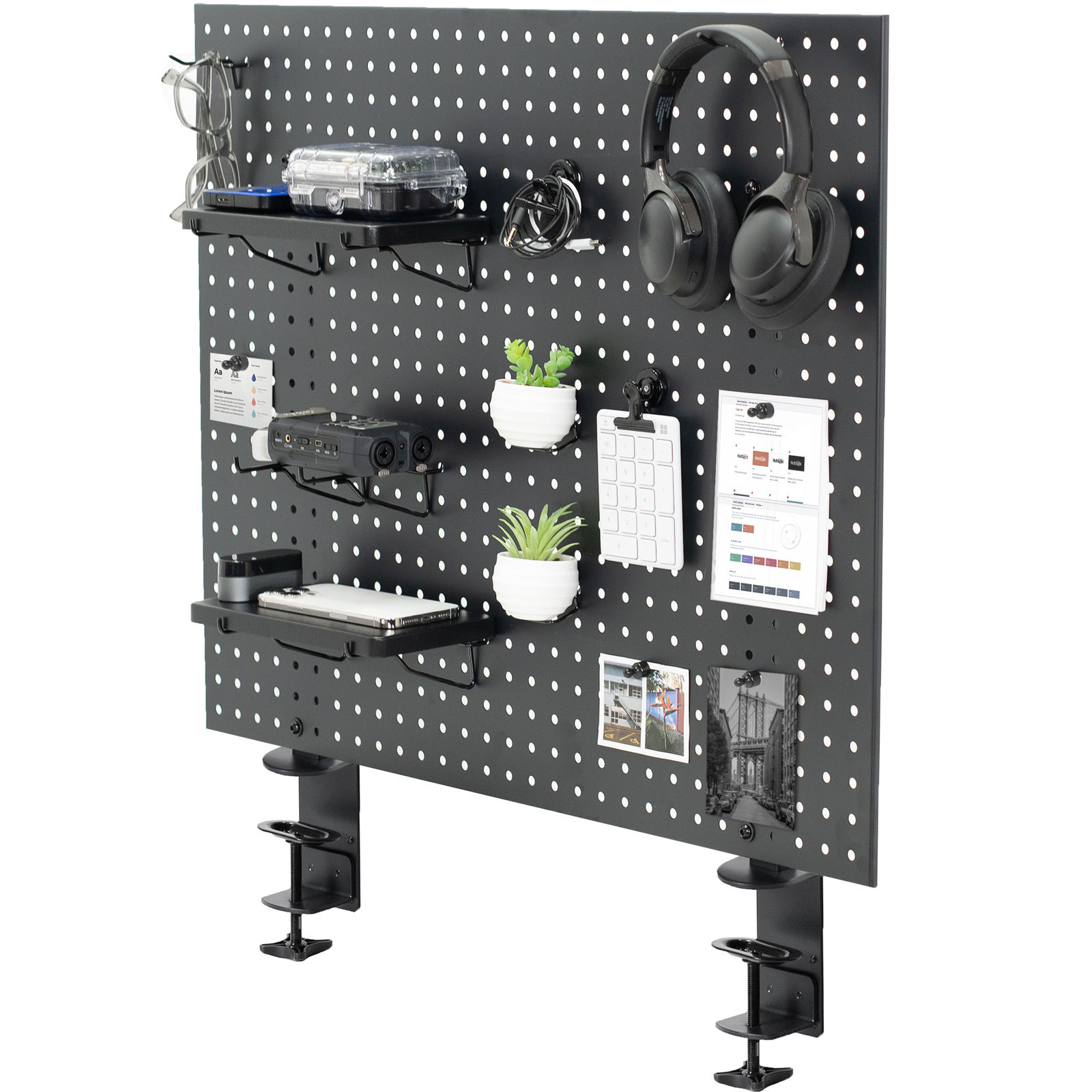 VIVO Steel Clamp-on 30″ x 24″ Desktop Pegboard, Magnetic Privacy Panel