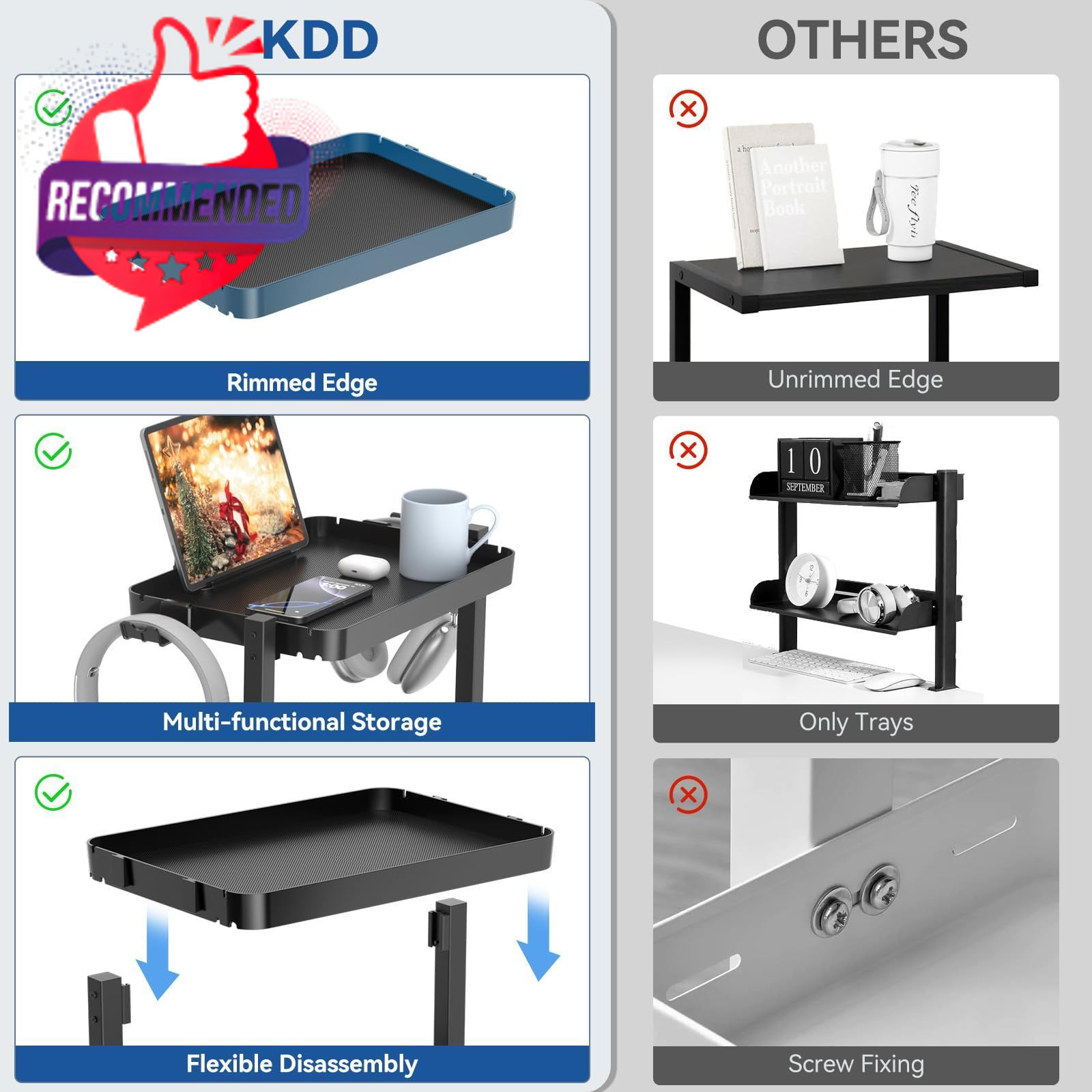 KDD Clamp On Desk Organizer – Adjustable 2-Tier Above or Under Shelves…