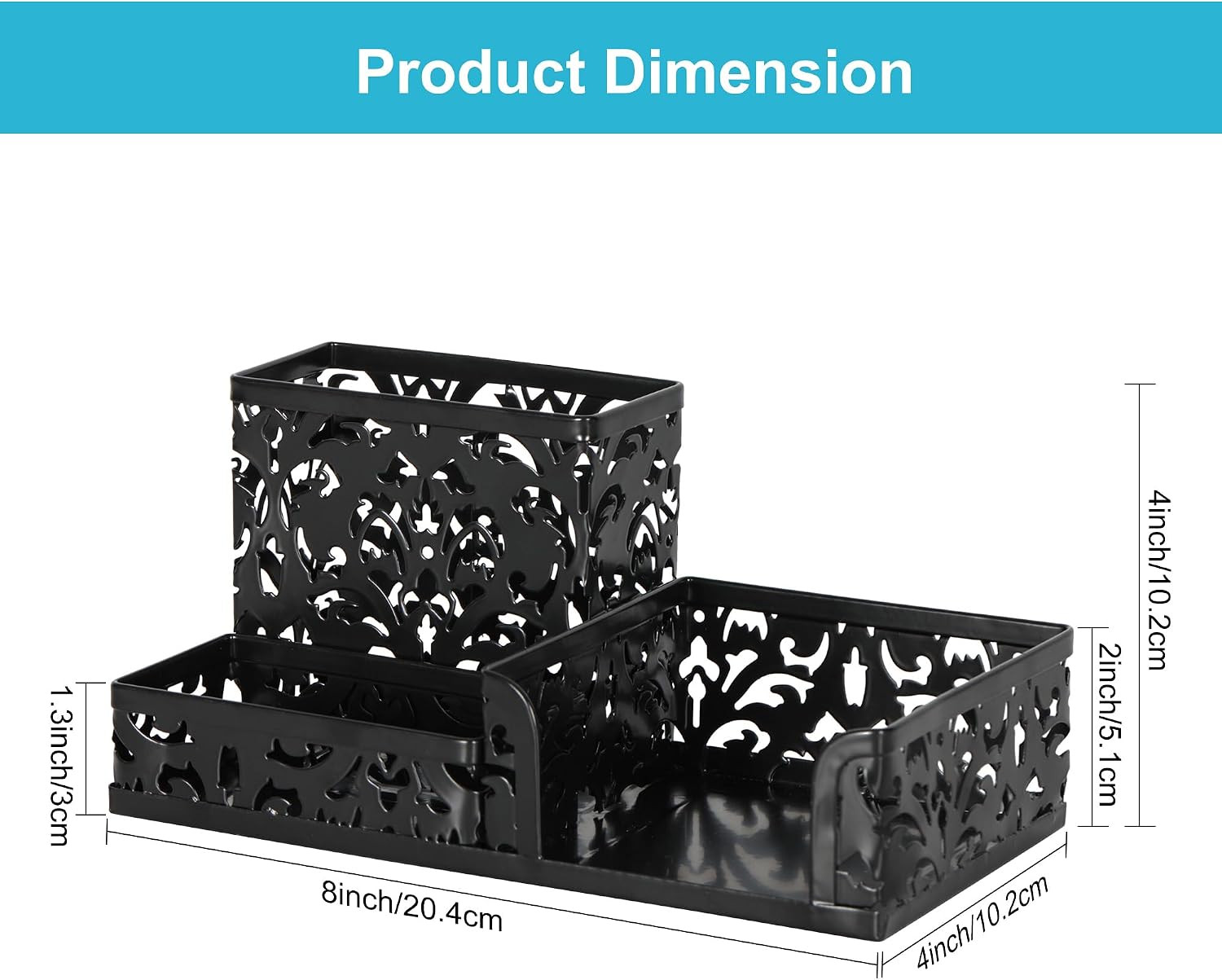 Desk Organizer with 3 Compartment for Pencil Sticky Note Holder and Office Acces