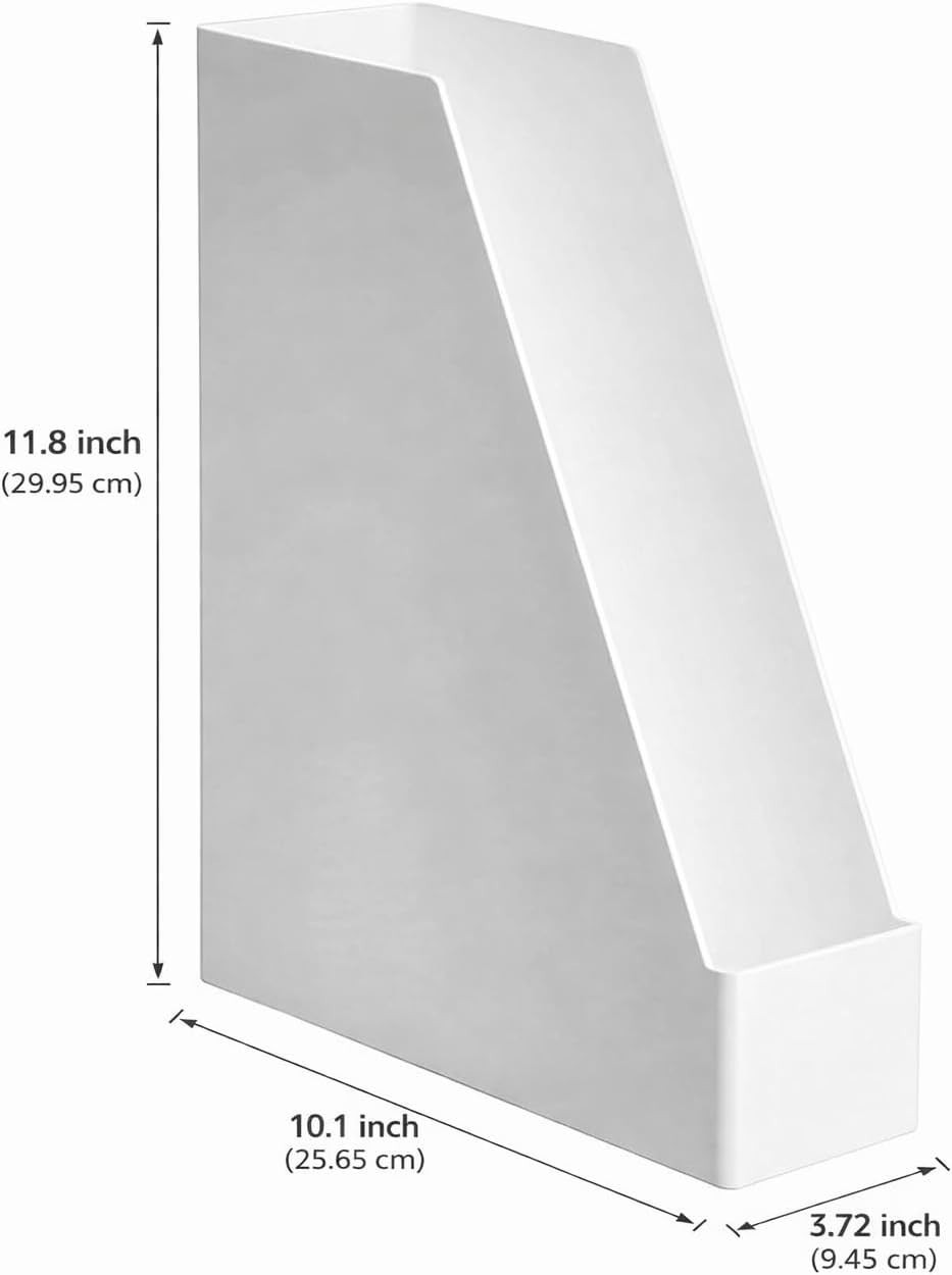 Stylish 2-Pack White Desk Organizer and Magazine Rack for Efficient Storage
