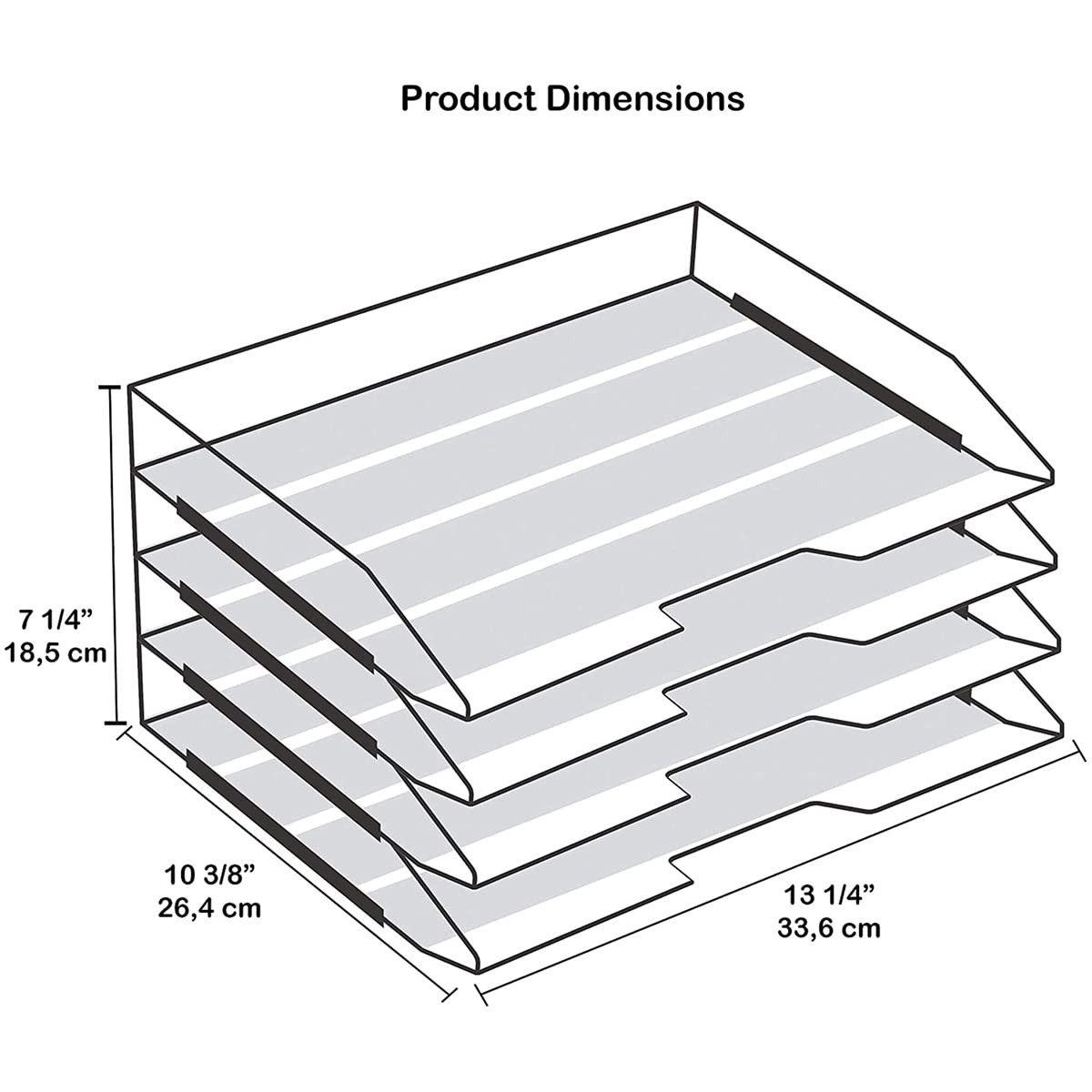 Acrimet 4 Tier Paper Organizer Letter Tray – 4 tier letter size, Solid Pink