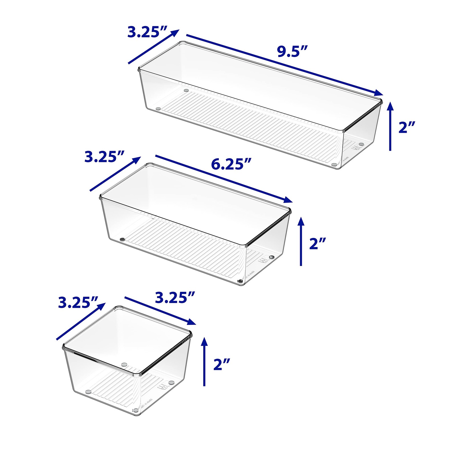 Simple Houseware Clear Drawer Organizer for Office Bin Assorted Sizes,
