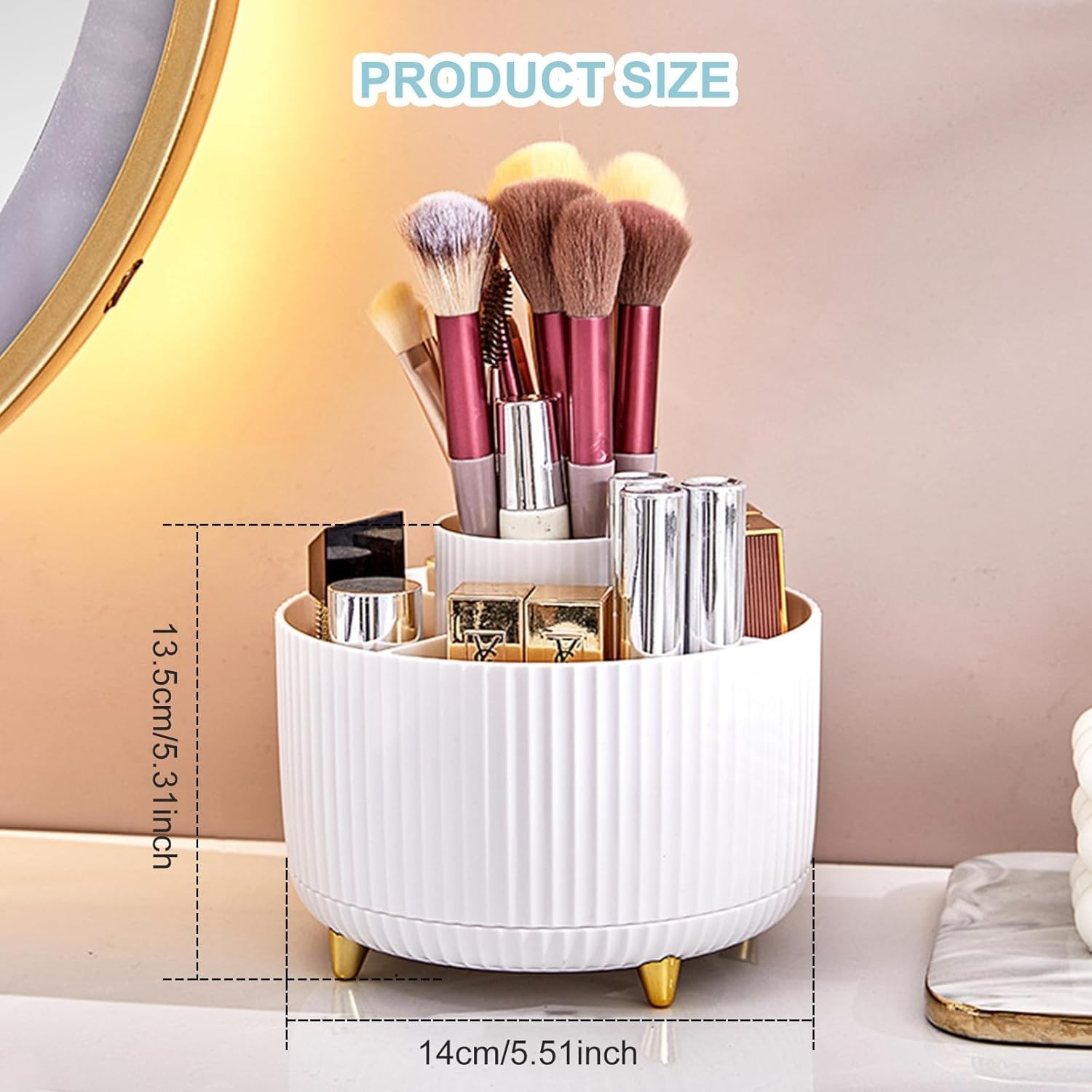 Pencil Holder For Desk,5 Slots 360°Degree Rotating Desk Organizers And Access…