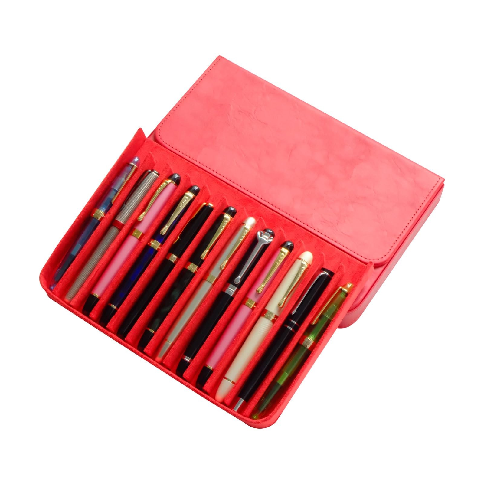 Leather 12 Fountain Pen/Pencil Tray Case Organizer, Fashion Design, Handmade,…