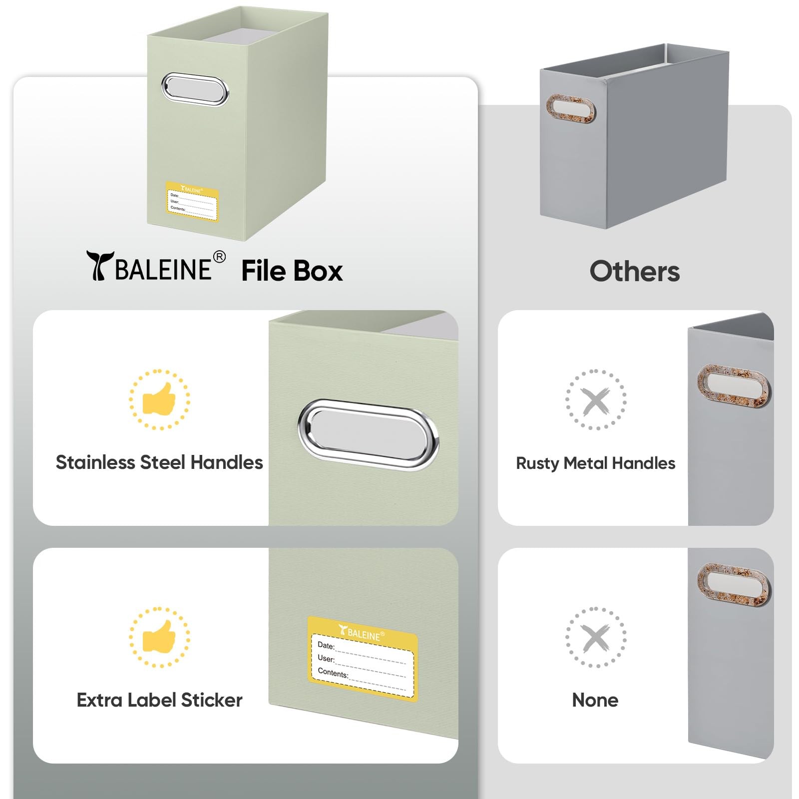 BALEINE File Organizer Box, Cardboard 12.25 x 5.38 x 9.75 inches, Beige