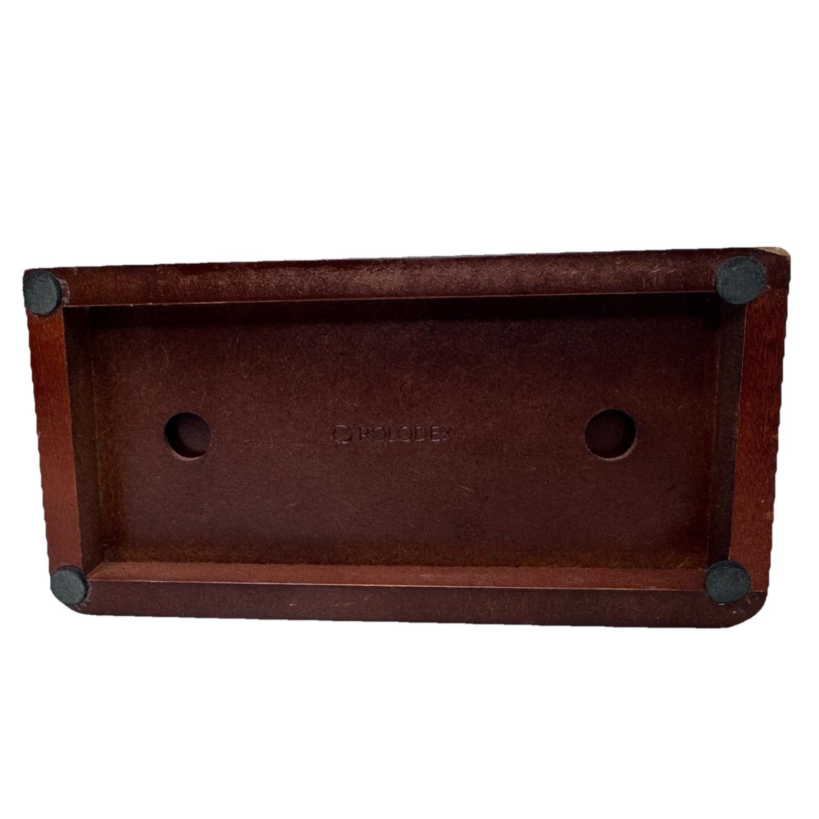 Vintage Executive Cherry Wood Letter Desk Organizer Rolodex w/ Drawer 7”