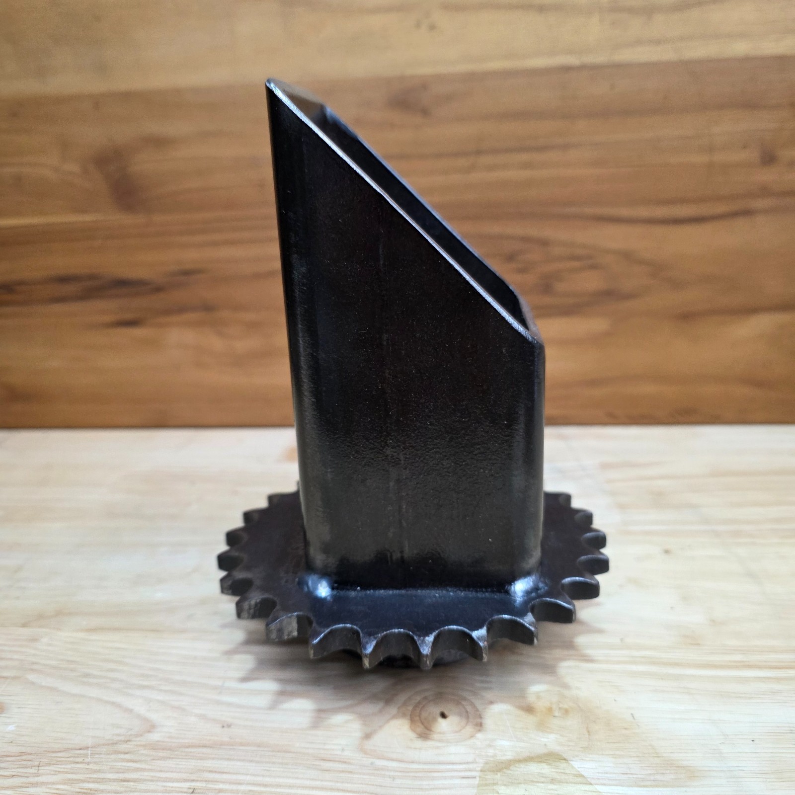 Industrial Steel Desk Organizer | Welded Reclaimed Gear Pen Holder