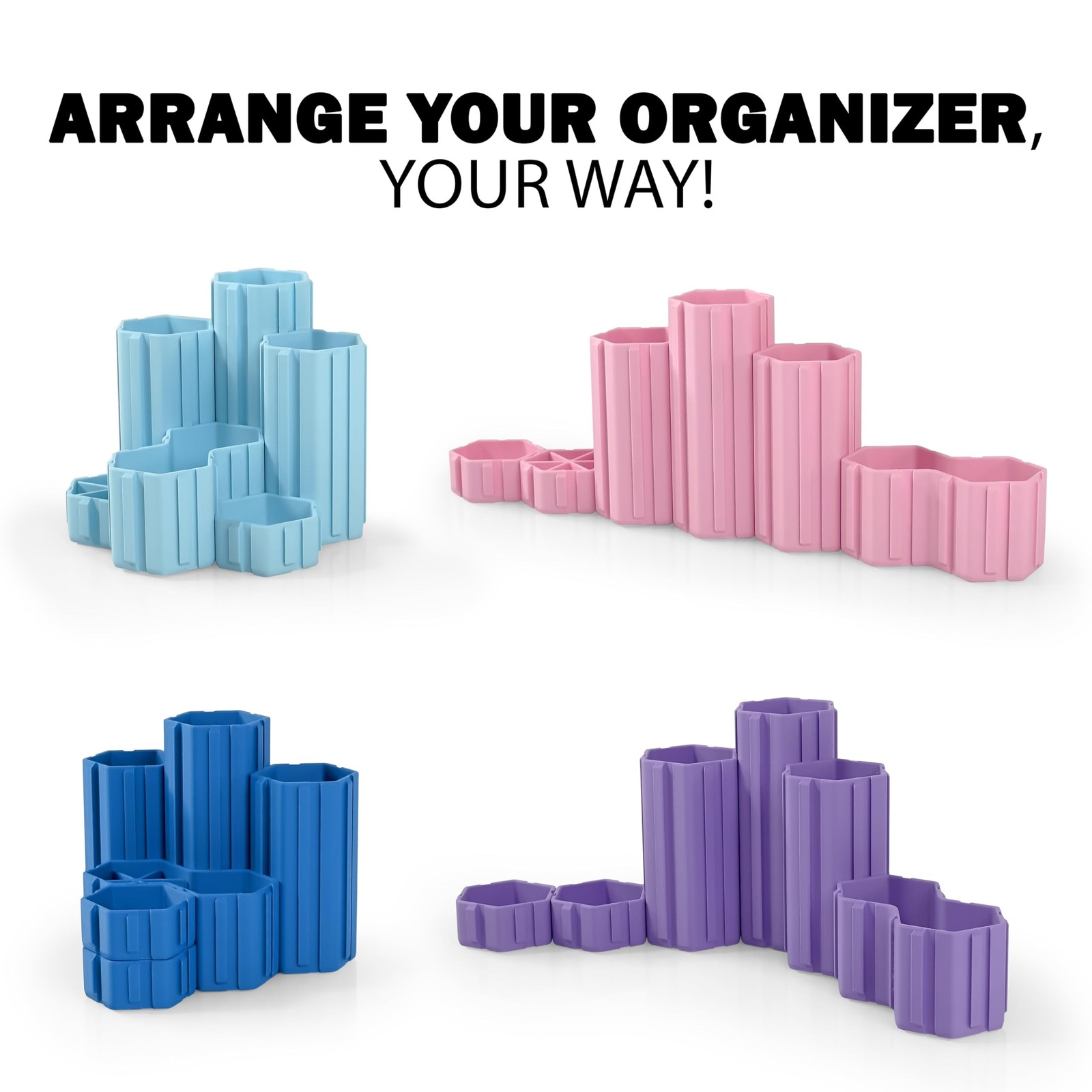 Glassboard Studio Hexaflex Organizer Set – Four container sizes, Navy Blue