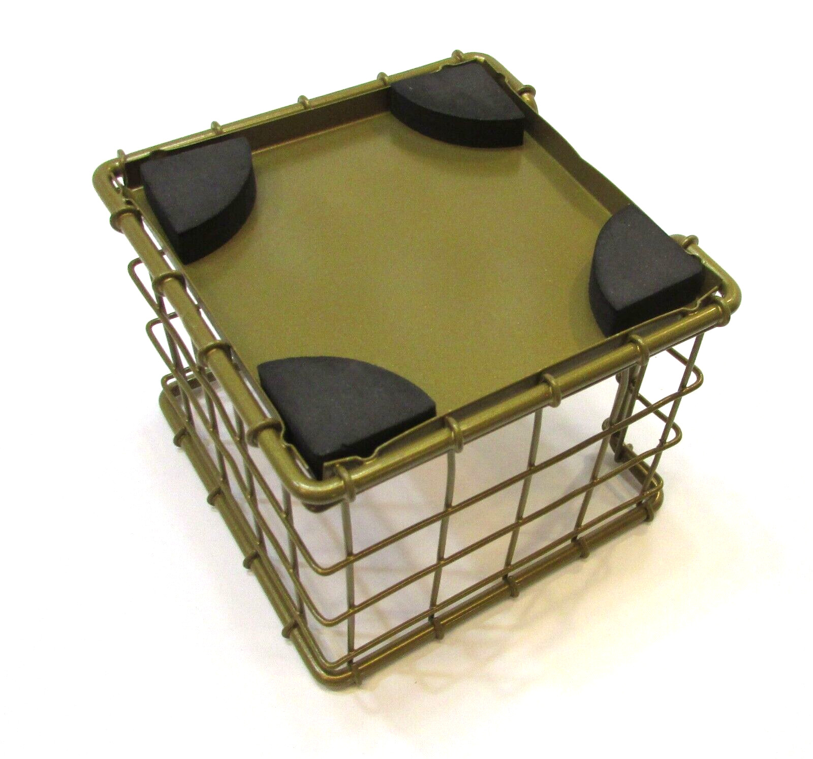 New Goldtone Steel Wire Mesh Fence Desktop Notepad Holder 4″ Note Paper Caddy