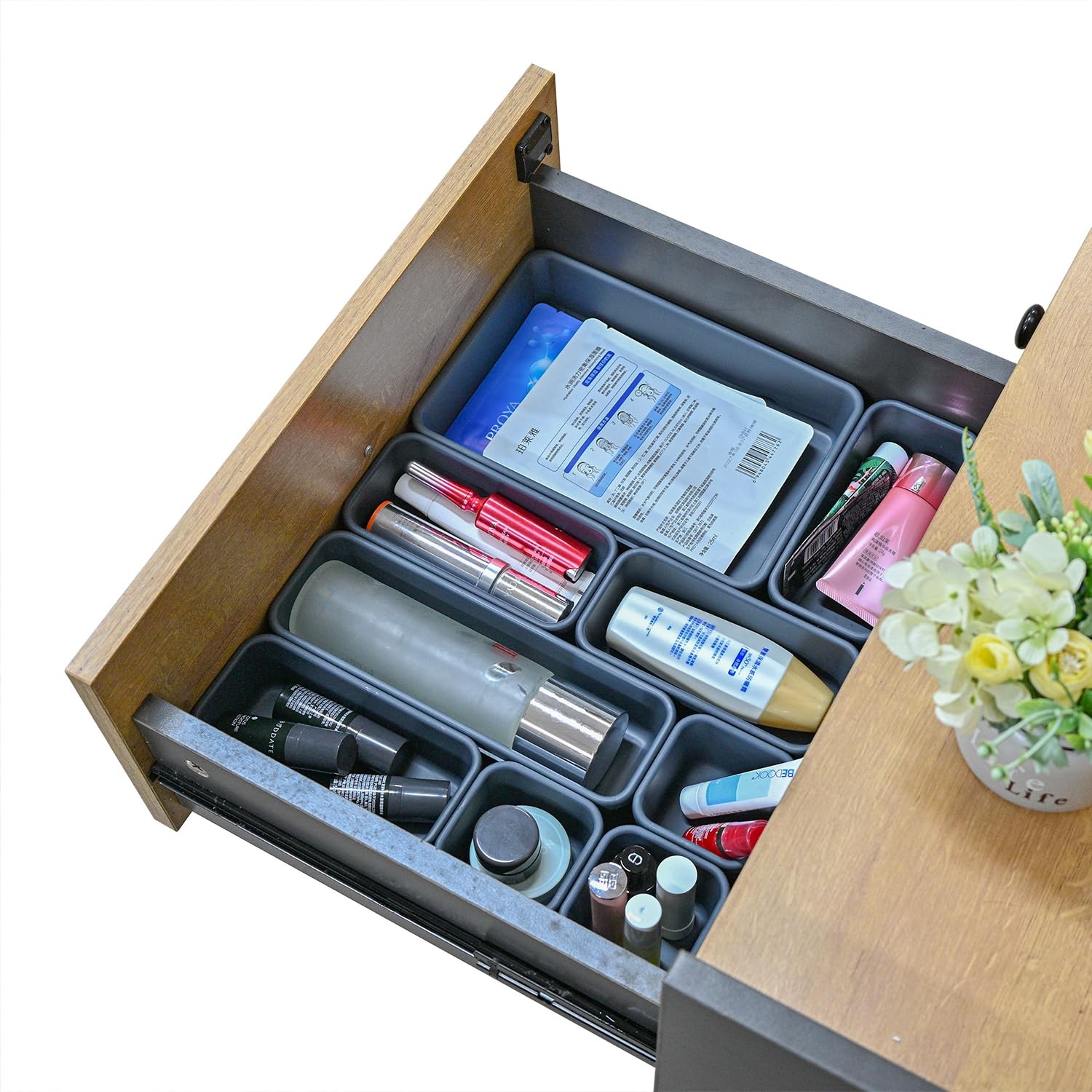 BOPART 25PCS Drawer Organizer Set, Interlockting Desk Drawer Storage Bins Tra…