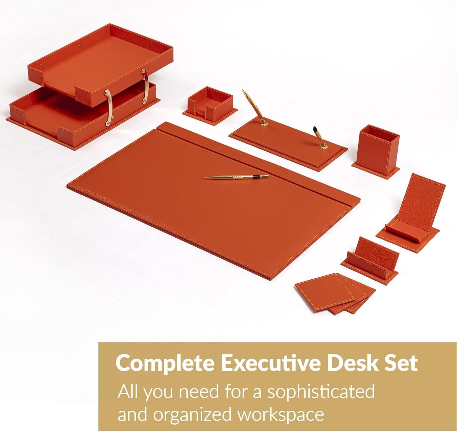Classic Desk Organizer – 12 PCS Leather Desk Organizer Set – Desk Accessories