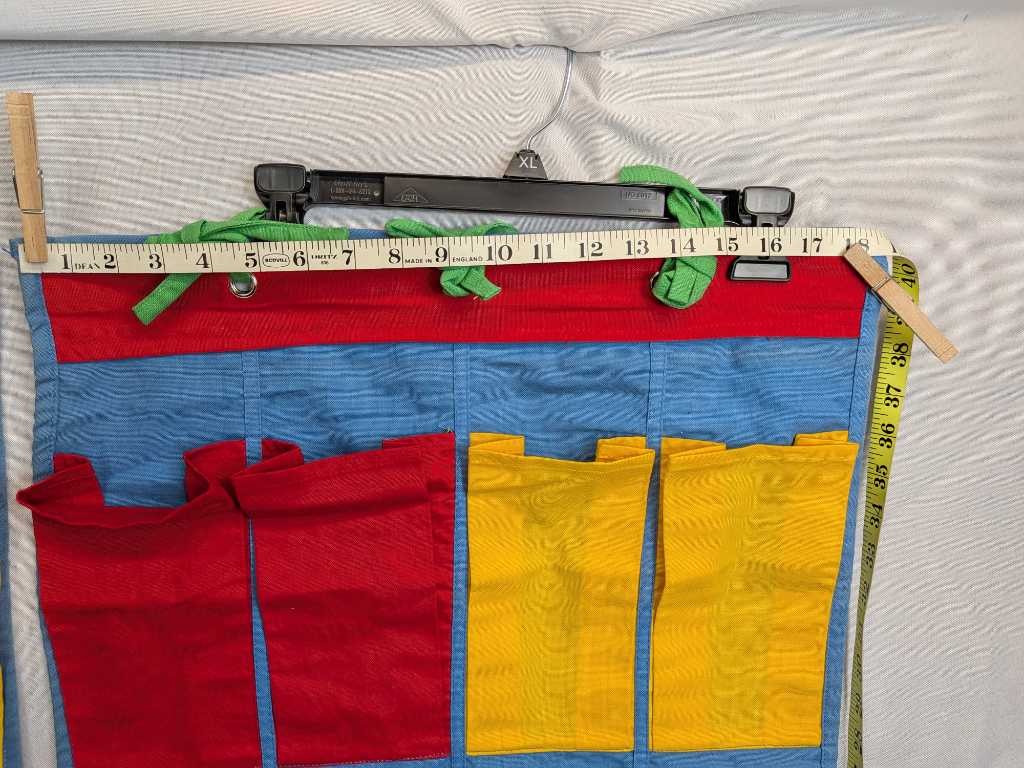 Vintage Classroom Hanging Pocket Organizer Red Yellow Green Blue 2 Pc Set
