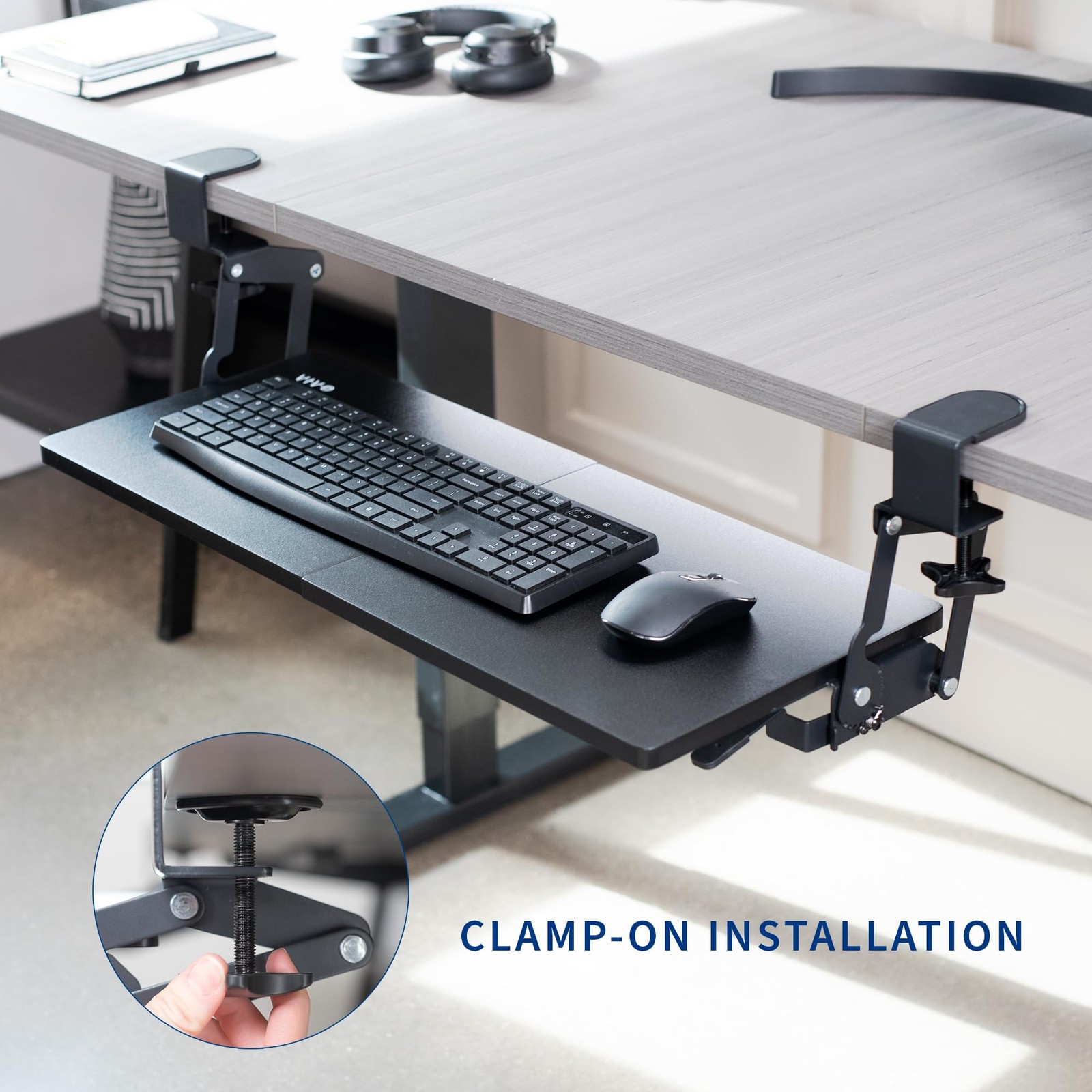 VIVO Large Clamp-on 27 (33 Including Clamps) x 11 inch Computer Large, Black