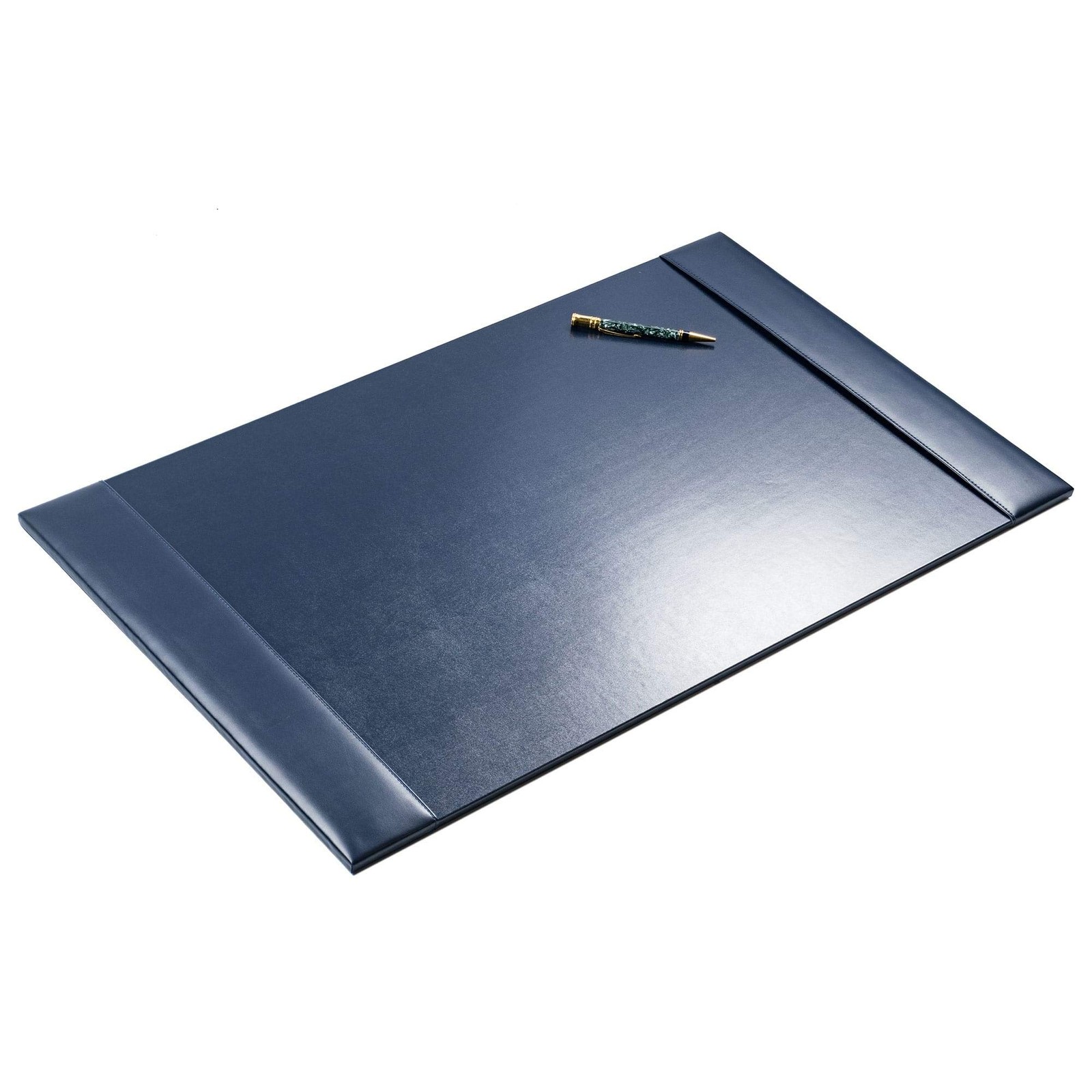 DACASSO Bonded Leather Desk Pad with Side Rails – Luxury 18″ x 30″, Navy Blue