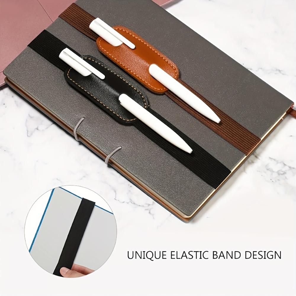 Stylish Pen Holder Set 4pcs Mixed Color, PU/Elastic, fits Sketchbooks/Notebooks