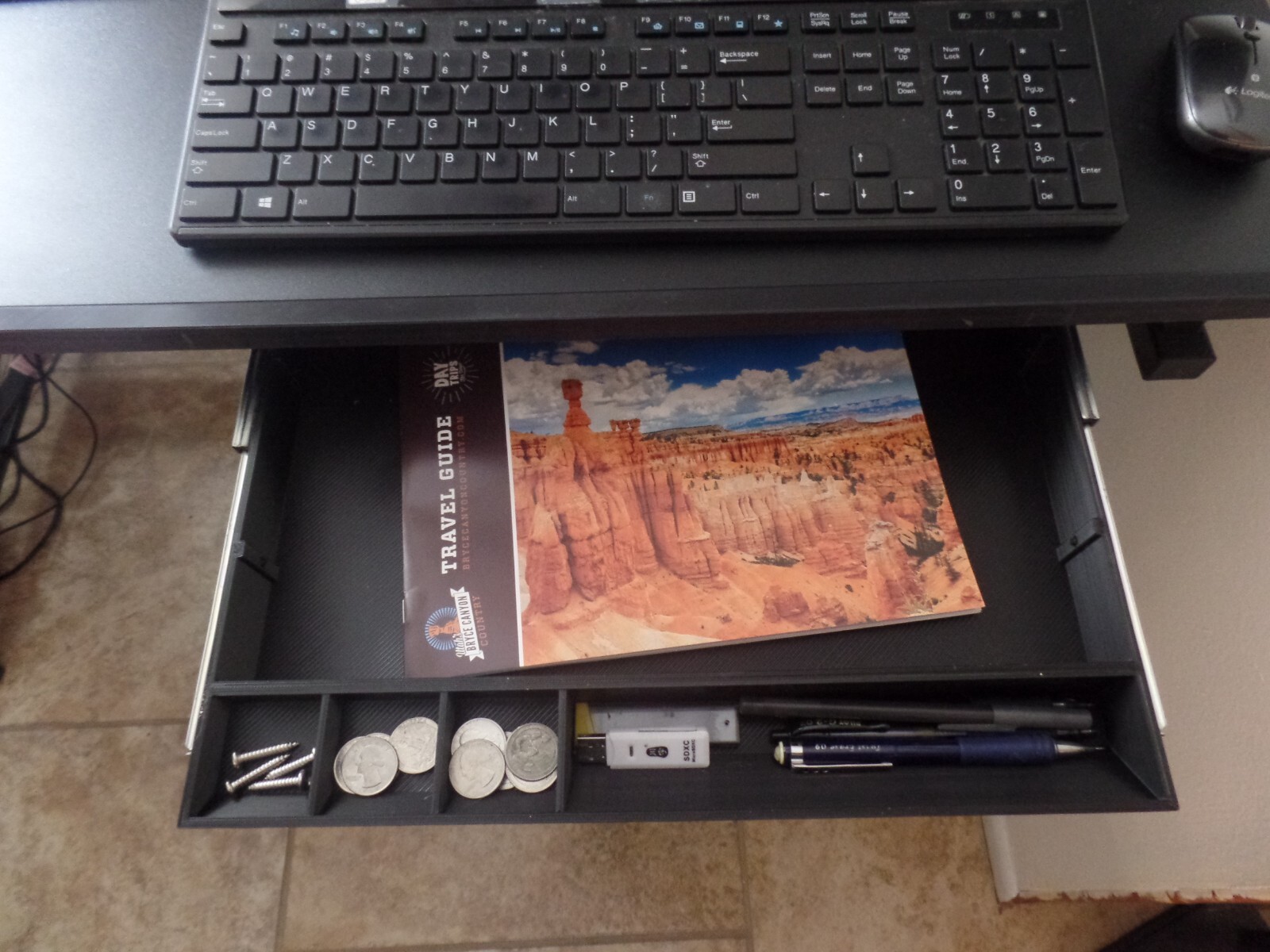 Large Under Desk Pencil Drawer with Ball bearing Guides Tray Organizer Slides