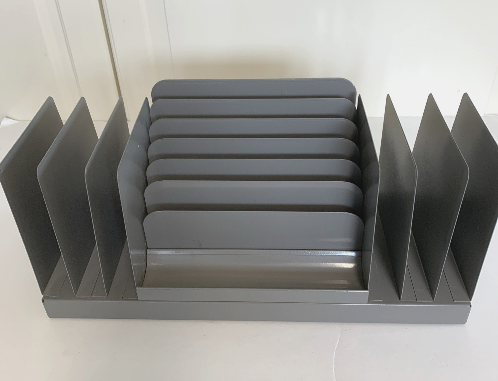 Hunt Lit-Ning Gray Metal Desk Paper File Mail Document Organizer Sorter