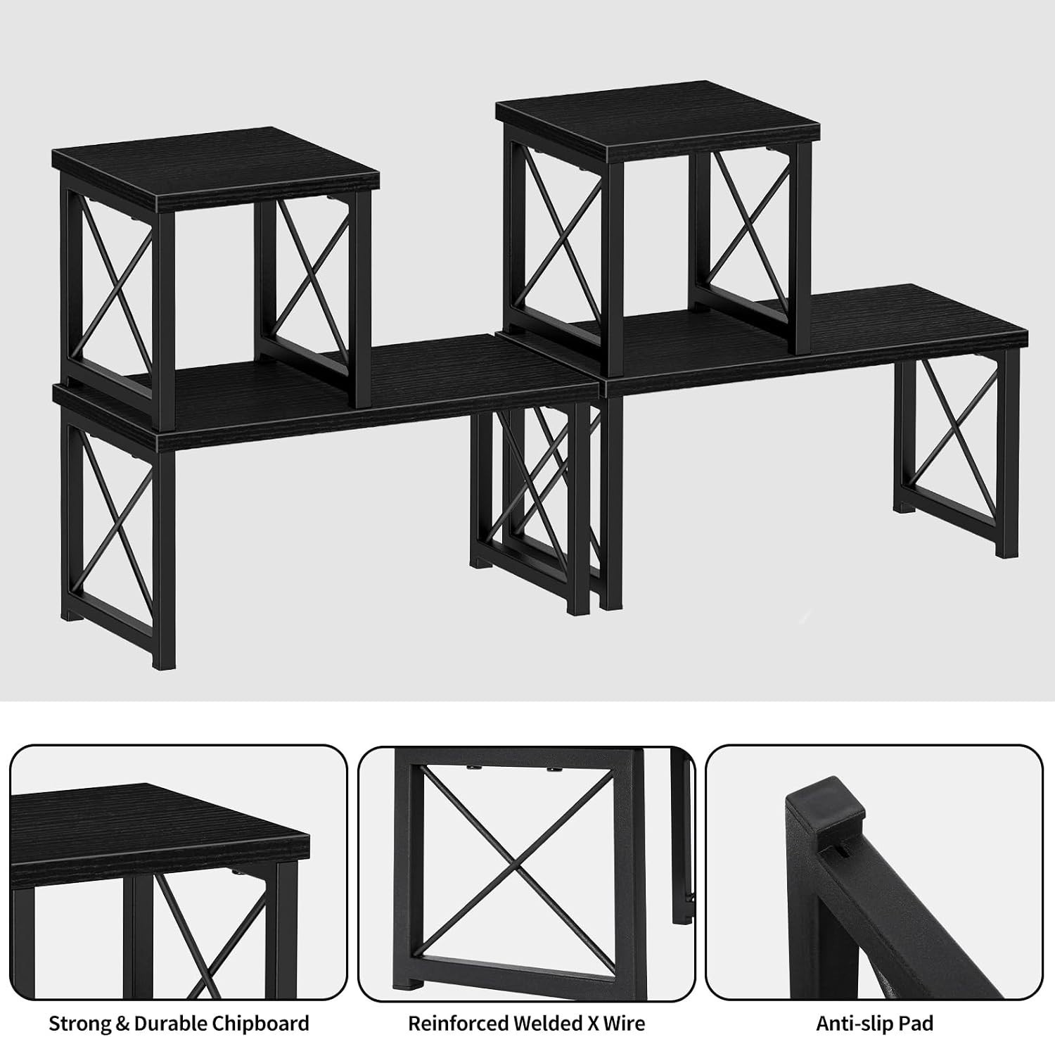 Versatile 2 Tier Desk Organizer, Freestanding Shelf – Black