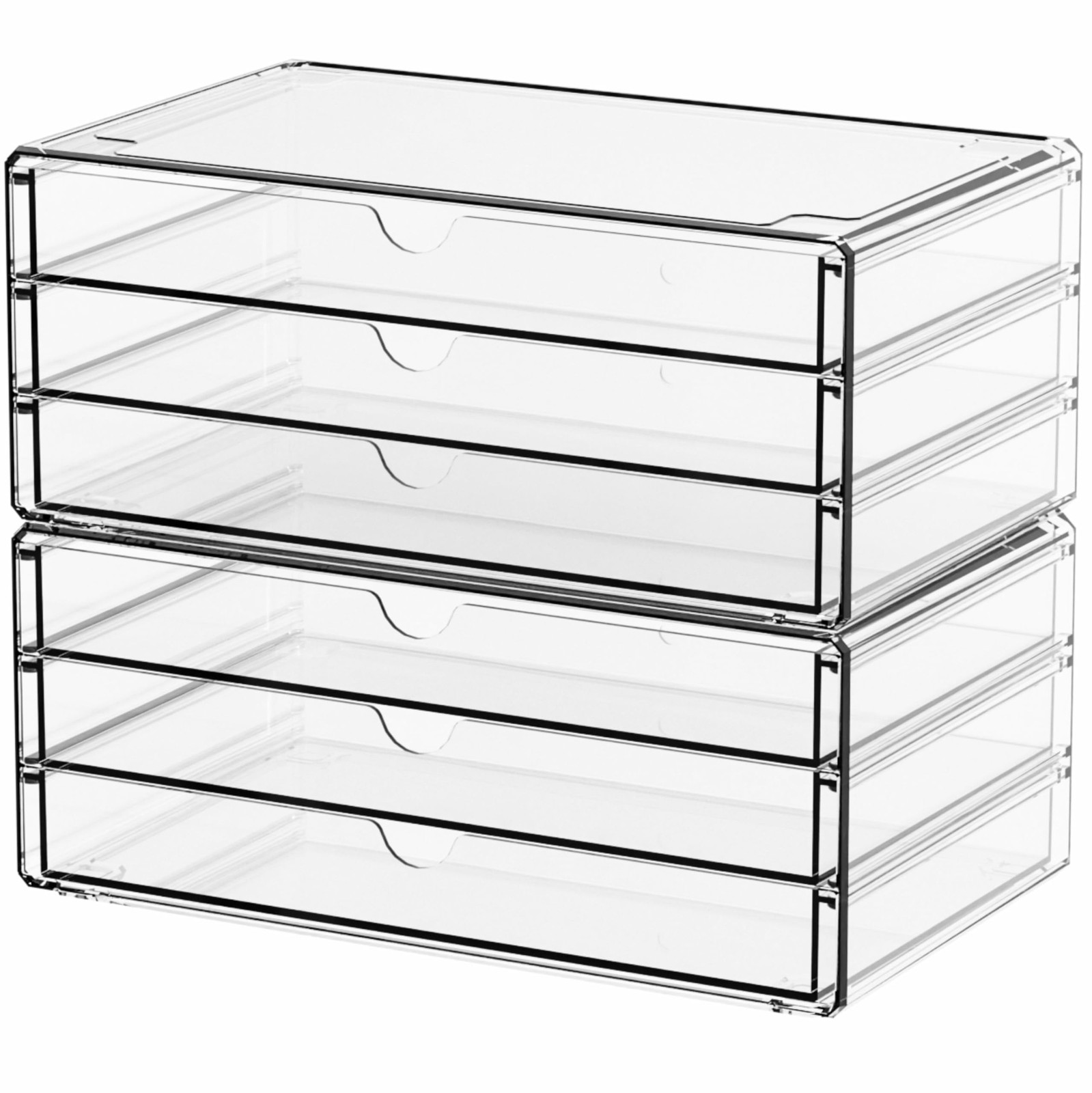 Yieach 2 Pack Acrylic Storage Drawers With 6 Large-6 Drawers-2Pack, Clear