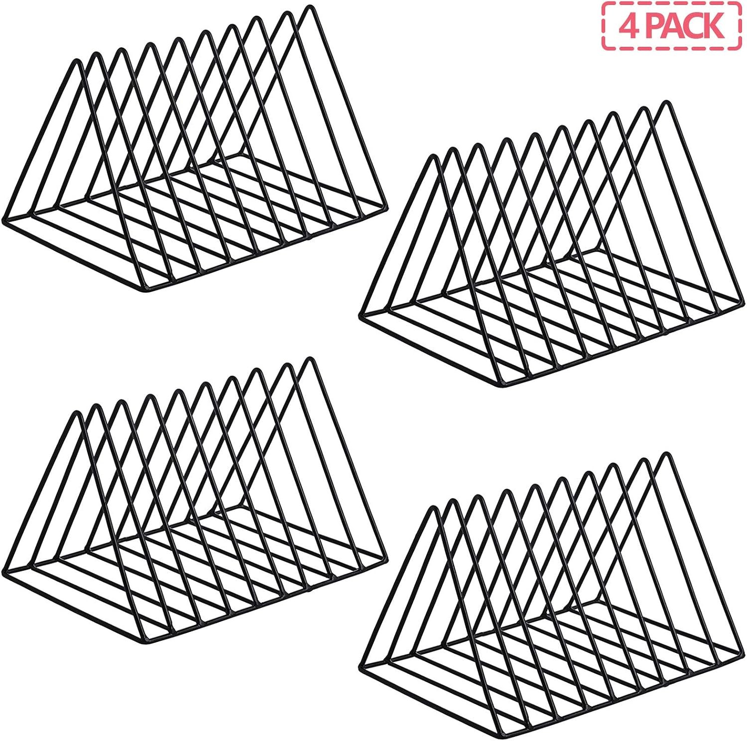 4 Pack Triangle File Storage Holder Racks Iron Desktop Magazine Organizer Metal