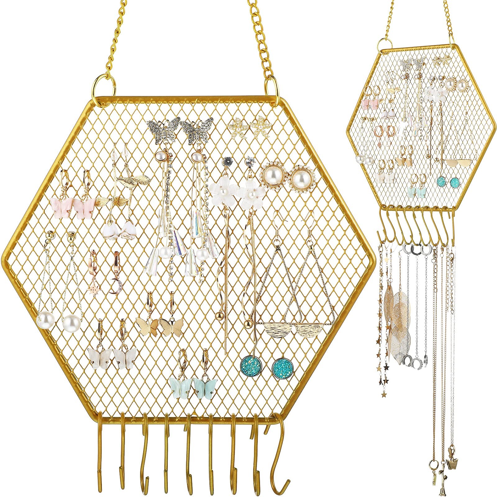 Jetec 2 Pcs Earring Wall Holder Mounted 10 cm/ 4 inches, Gold