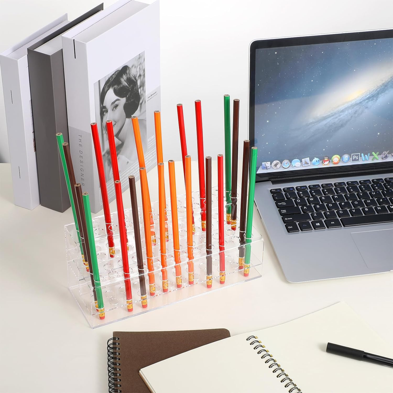 Acrylic Pen Holder, 48-Slots Pen Display Stand 2 Tier Pencil Display Desk Stand