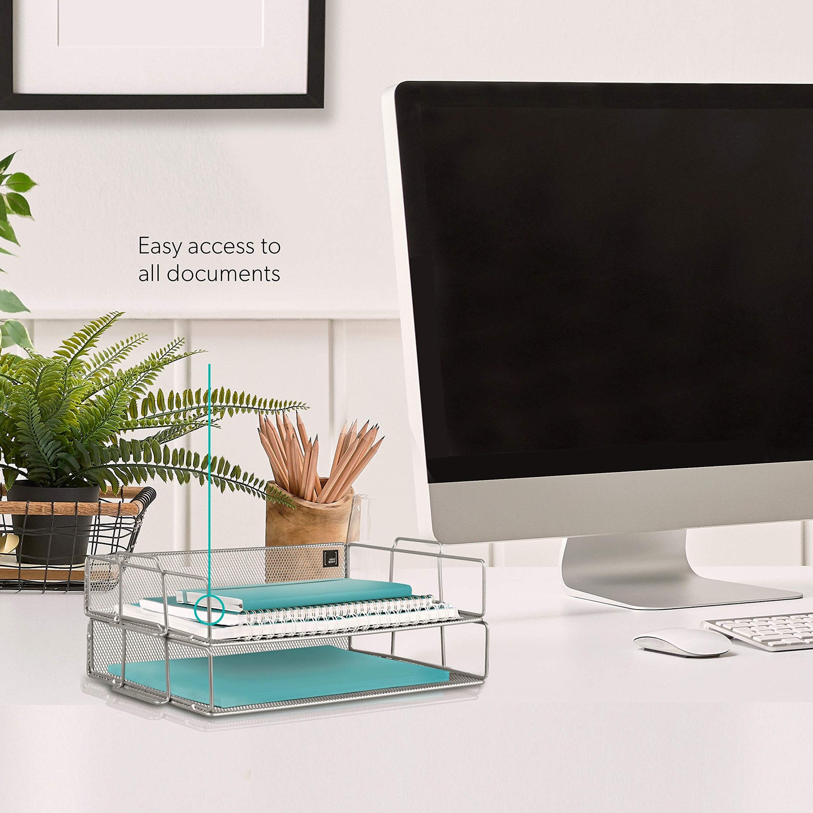 Mindspace 2 Tier Stackable Letter Tray | Paper Desk Organizer | Silver