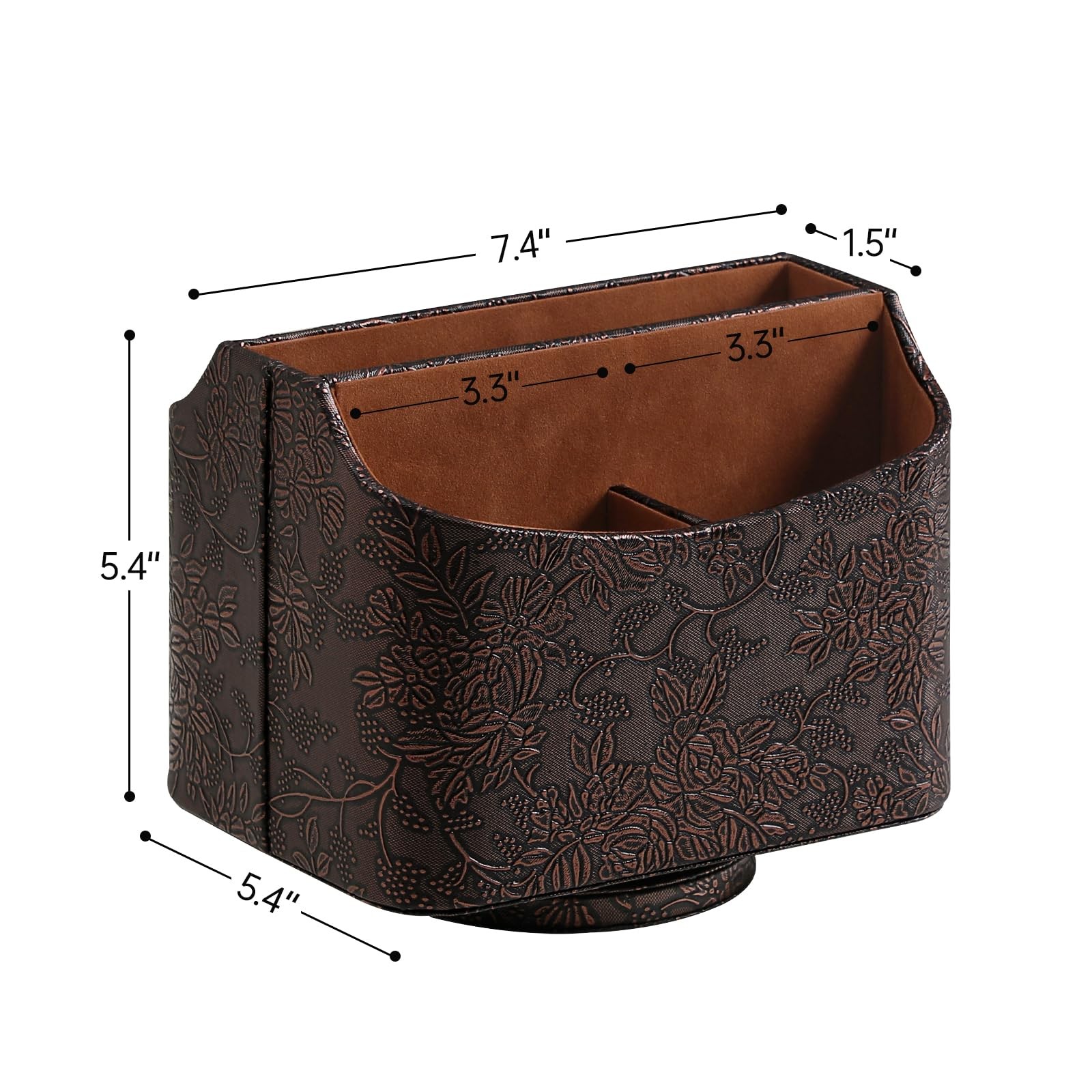 PU Leather Remote Control Holder, 360 Degree Rotating Desk Organizer Luxury D…