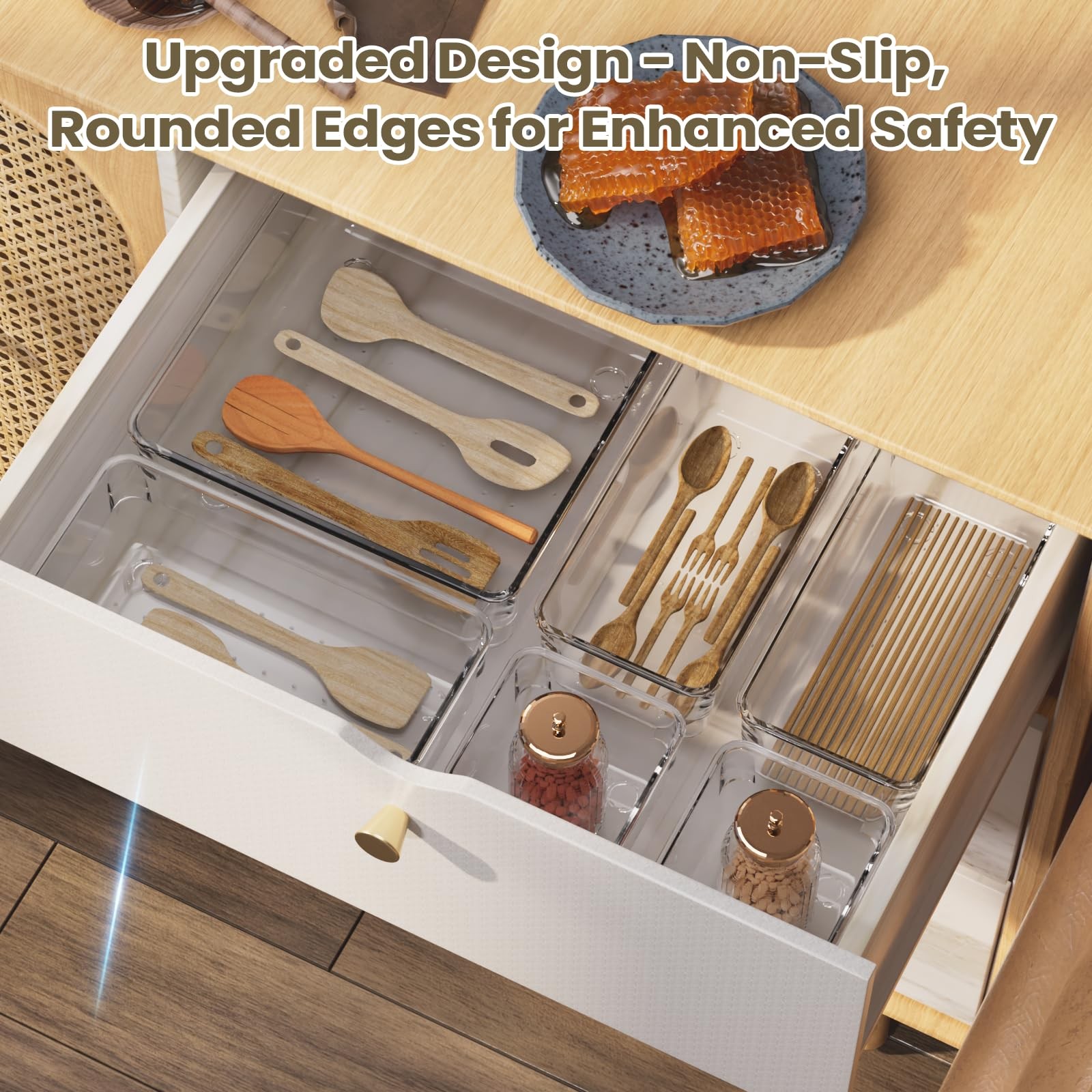 Maxset 21 PCS Clear Plastic Drawer Organizer Set with 15 Inch Extra