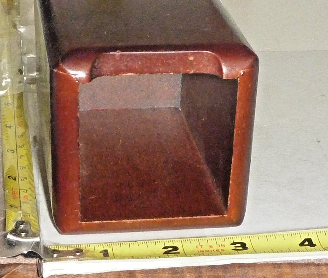 Vtg ELDON Solid Wood Square PENCIL HOLDER -Mahogany -Desk ~2¾ x 4″ High