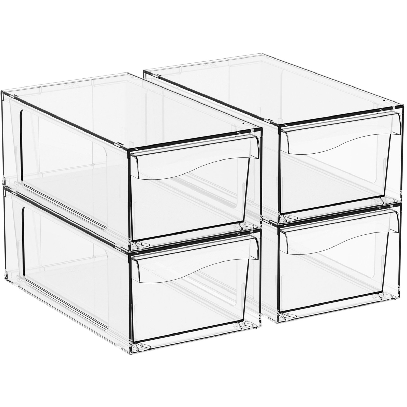Yieach 4 Pack Clear Stackable Storage 4 PACK, Clear-6”x11”x4.4”High