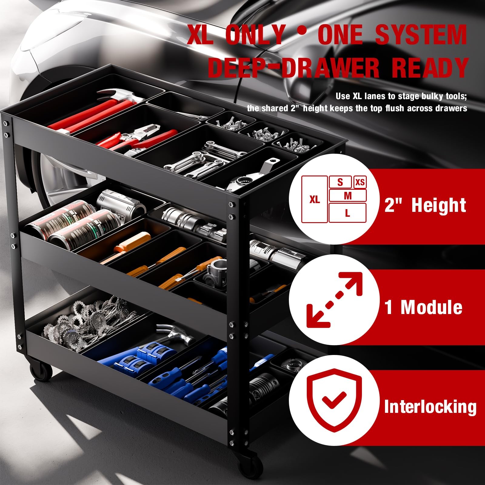 【6 PCS Extra-Large】 Tool Box Drawer Organizer Trays with Non-slip Pads, Heavy…