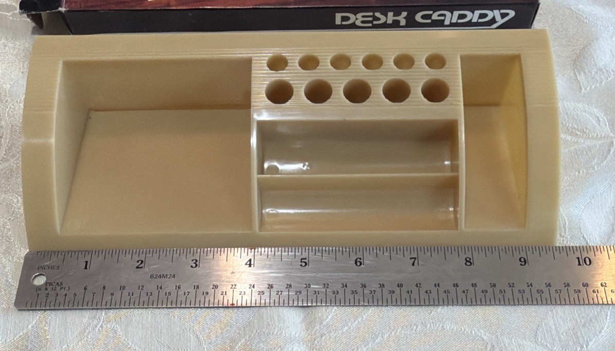 Vintage Desk Caddy. Plastic. Holds Pens Pencils Tacos Tape Etc. Hong Kong.