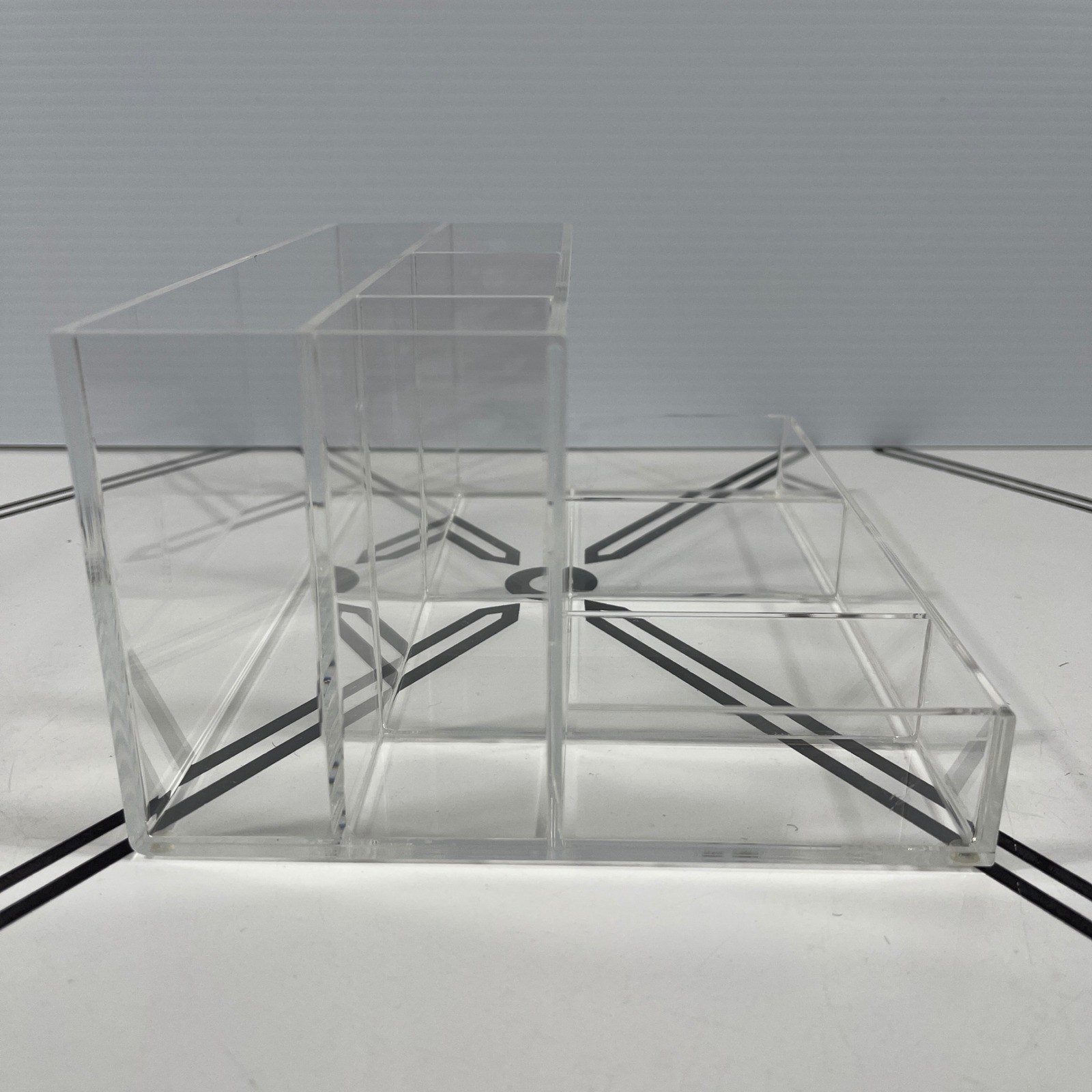 Clear Acrylic Desk Organizer 8 Compartment Makeup Office Storage Caddy