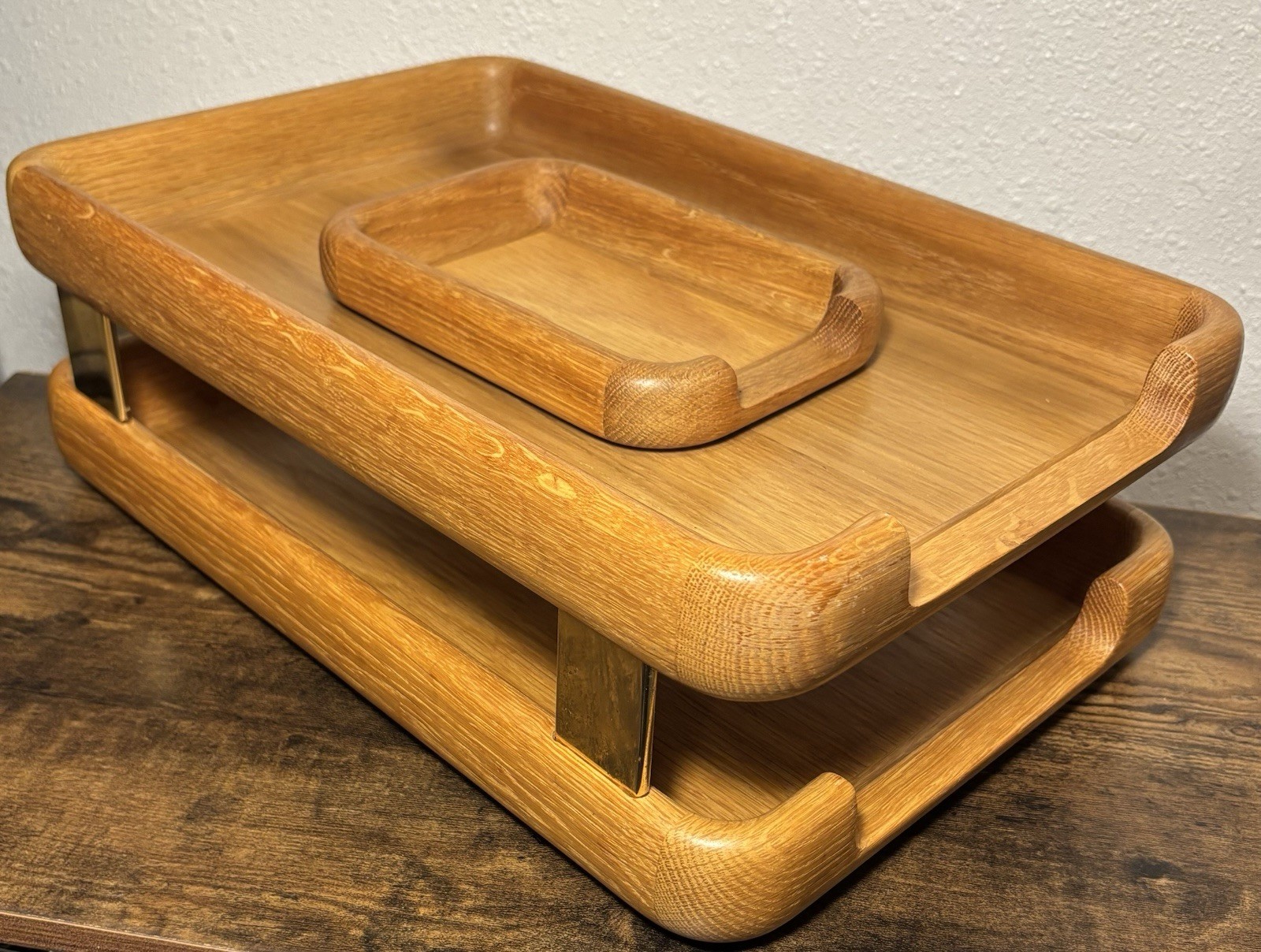 Mid-Century Eldon Woodline Desk Set 2-Piece in Oak, Series 6500