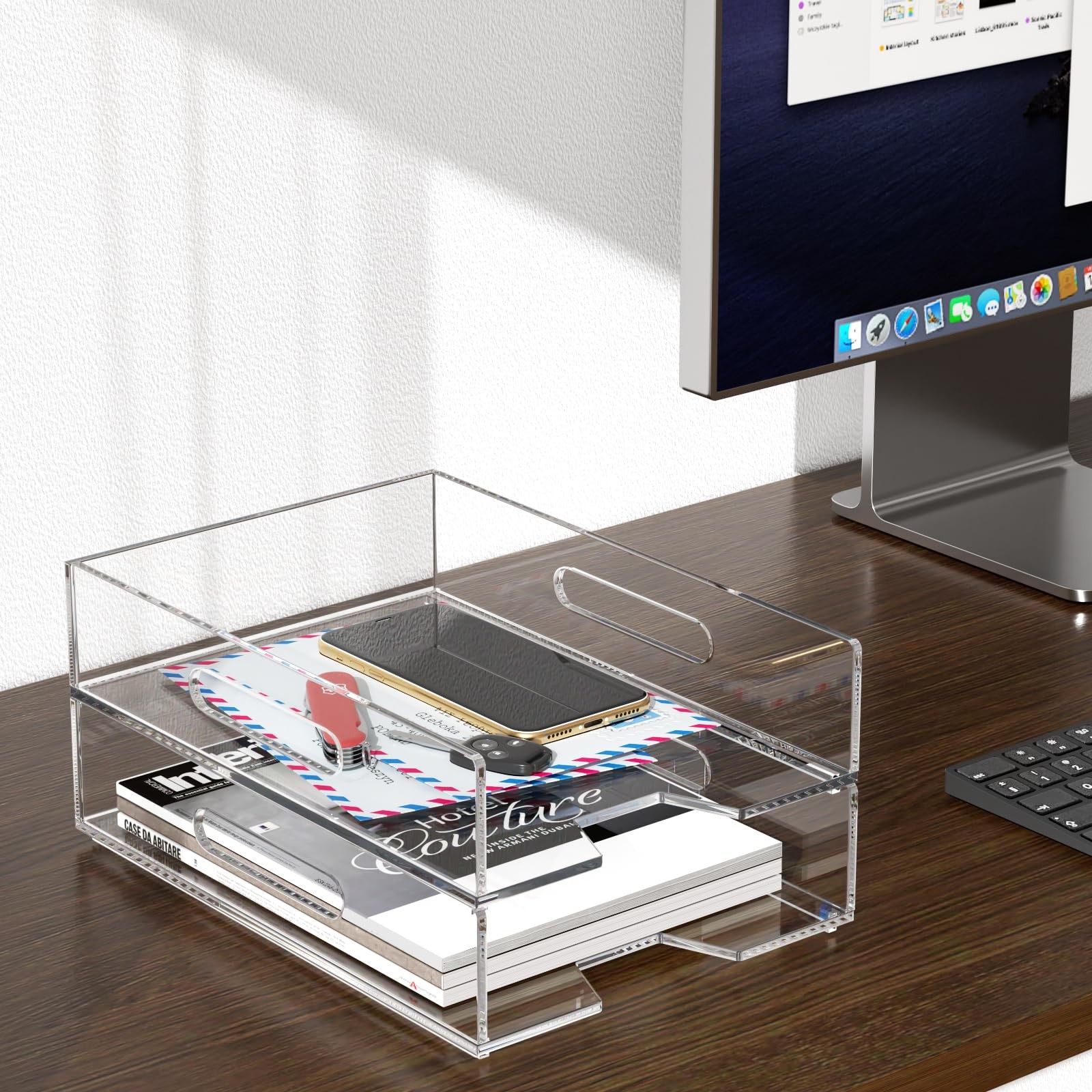 Paper Organizer for Desk Acrylic Paper Tray Clear Letter Tray Desk Stackable …