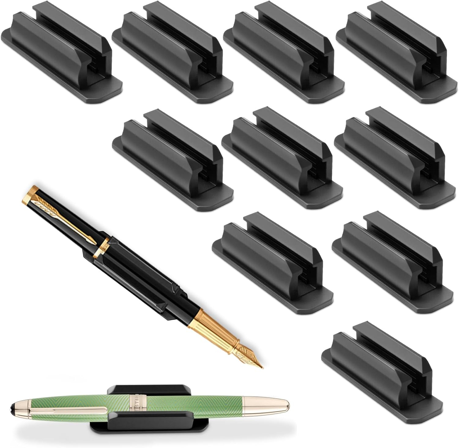 10 Pack Adhesive Pencil Holders for Desk, Flexible Silicone Pencil Holders