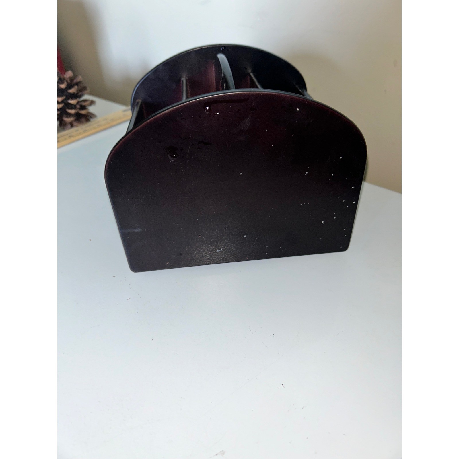 Vtg Dark Wood Desk Organizer Mail Sorter Mahogany Finish Office Storage Swivel