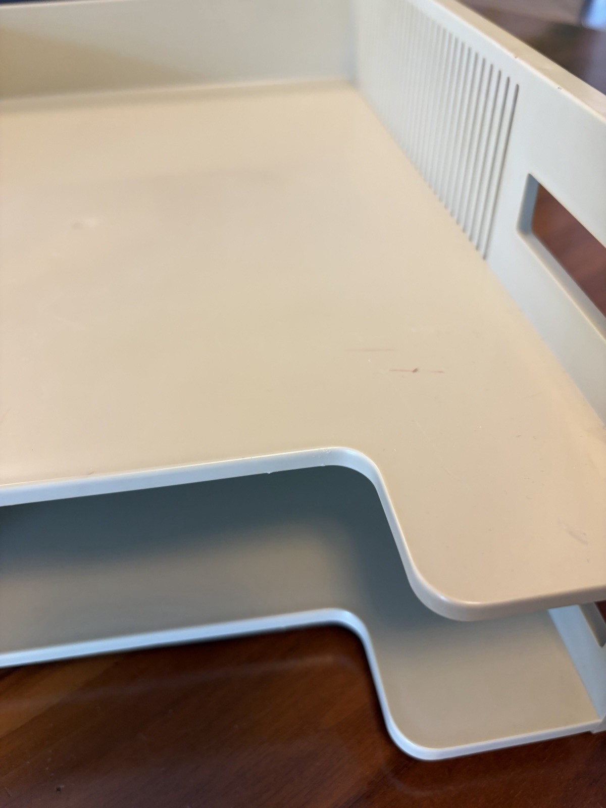 Vintage 1970s USA Eldon Office Products Plastic 2 Tier Paper Tray Tan Beige