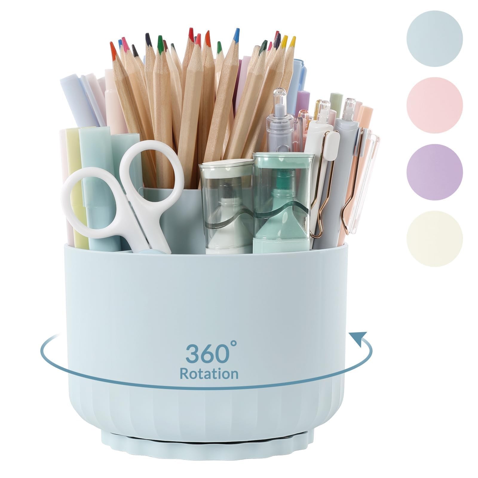 SKYDUE 360 Degree Rotating Desk Organizer, Dual-Purpose Pencil Pen Holder for…