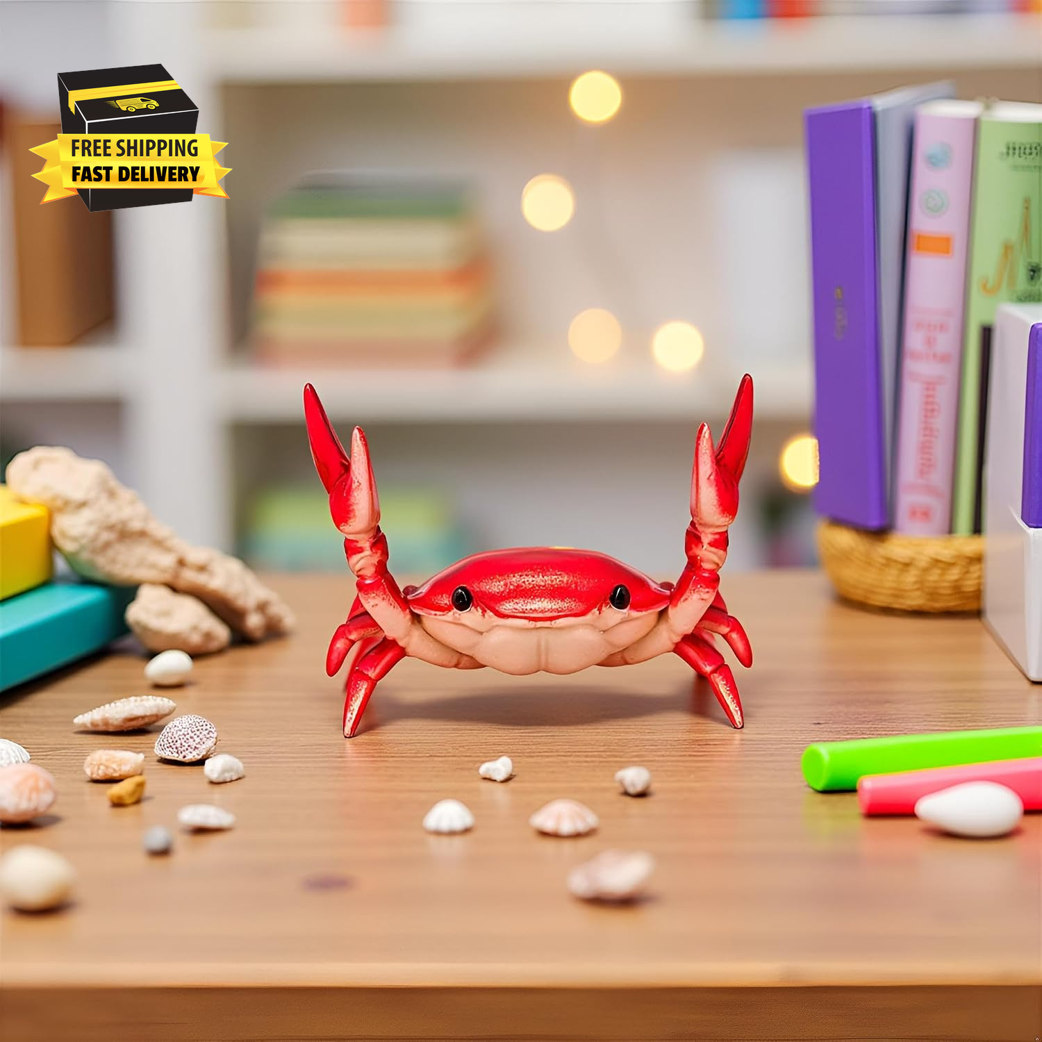 2Pcs Creative Crab Pen Holder Weightlifting Crabs Pen Stand Storage Rack, Office